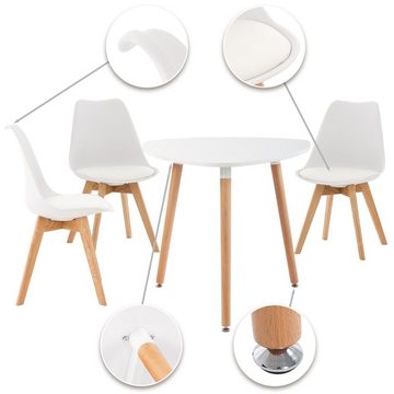 CLP Essgruppe Libanera, Tisch, 3 Stühle, mit Sitzpolster, Buchenholz