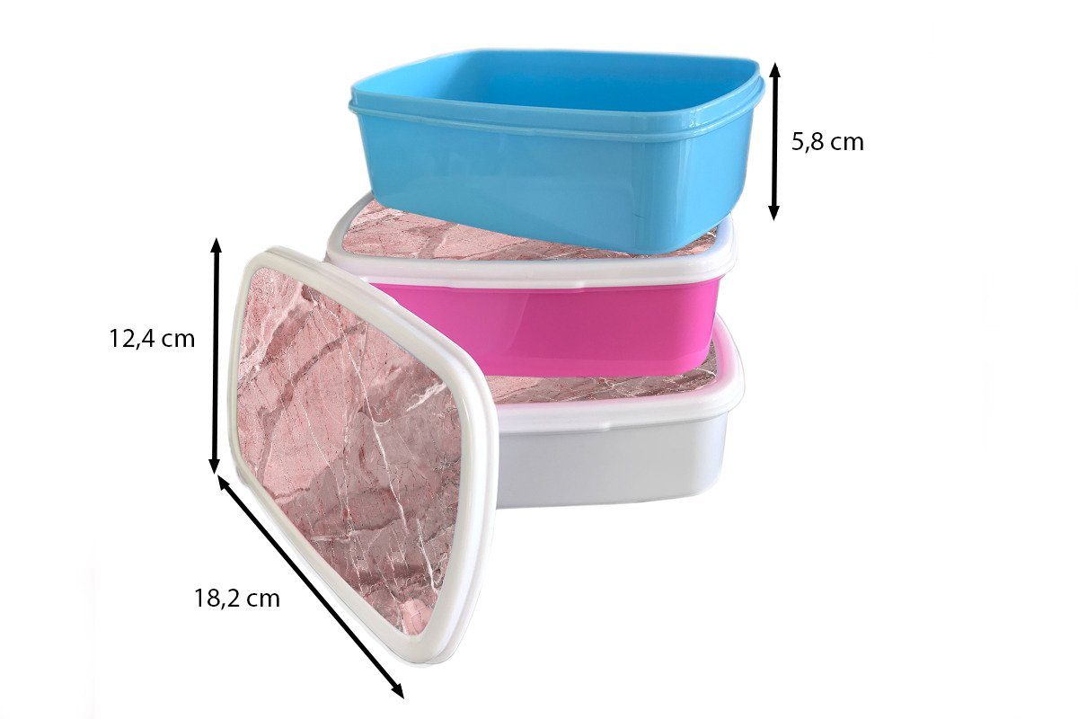 MuchoWow Lunchbox Granit - Rosa Kinder für Weiß, - und Erwachsene, Mädchen (2-tlg), - Jungs und Kunststoff, für Brotdose, Stein Brotbox