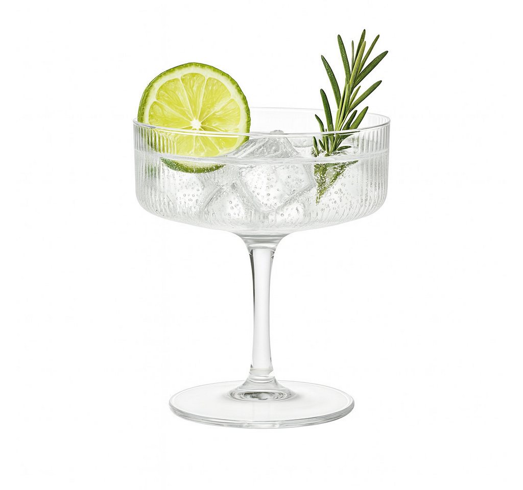 DAL CERO Martiniglas Cocktailglas – Elegantes geripptes Glas für Cocktails & Desserts, 1-tlg., 1-12er Set in 2 Größen