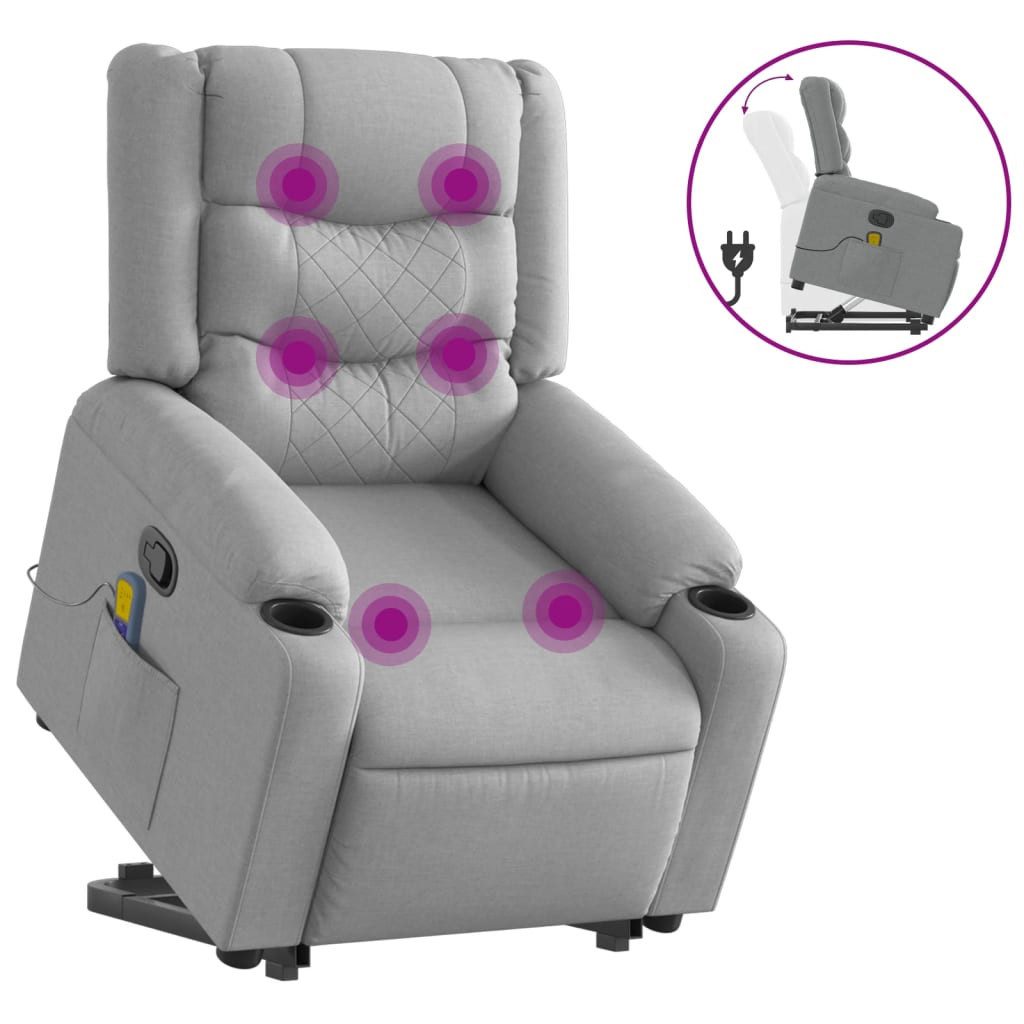 vidaXL Sessel Massagesessel mit Aufstehhilfe Hellgrau günstig online kaufen