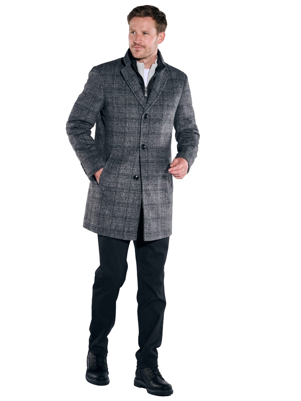 Engbers Kurzmantel Herren Mantel mit herautrennbarem Inlet, Anthrazit