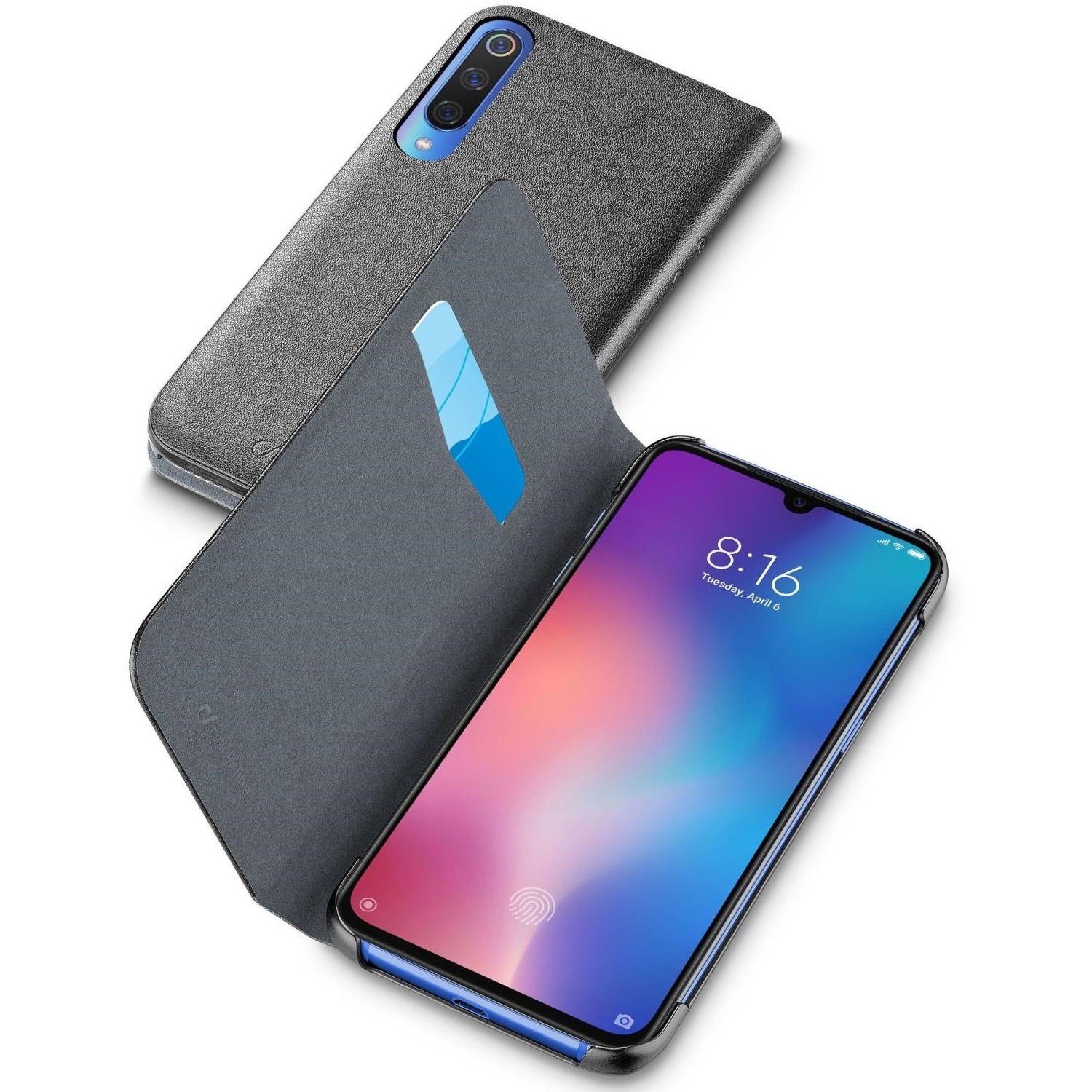 Cellularline Handyhülle Book-Cover Schutz-Hülle für Xiaomi Mi 9, Klapp-Tasche für Xiaomi Mi9, Buch-Format, Kunstleder, schützt optimal