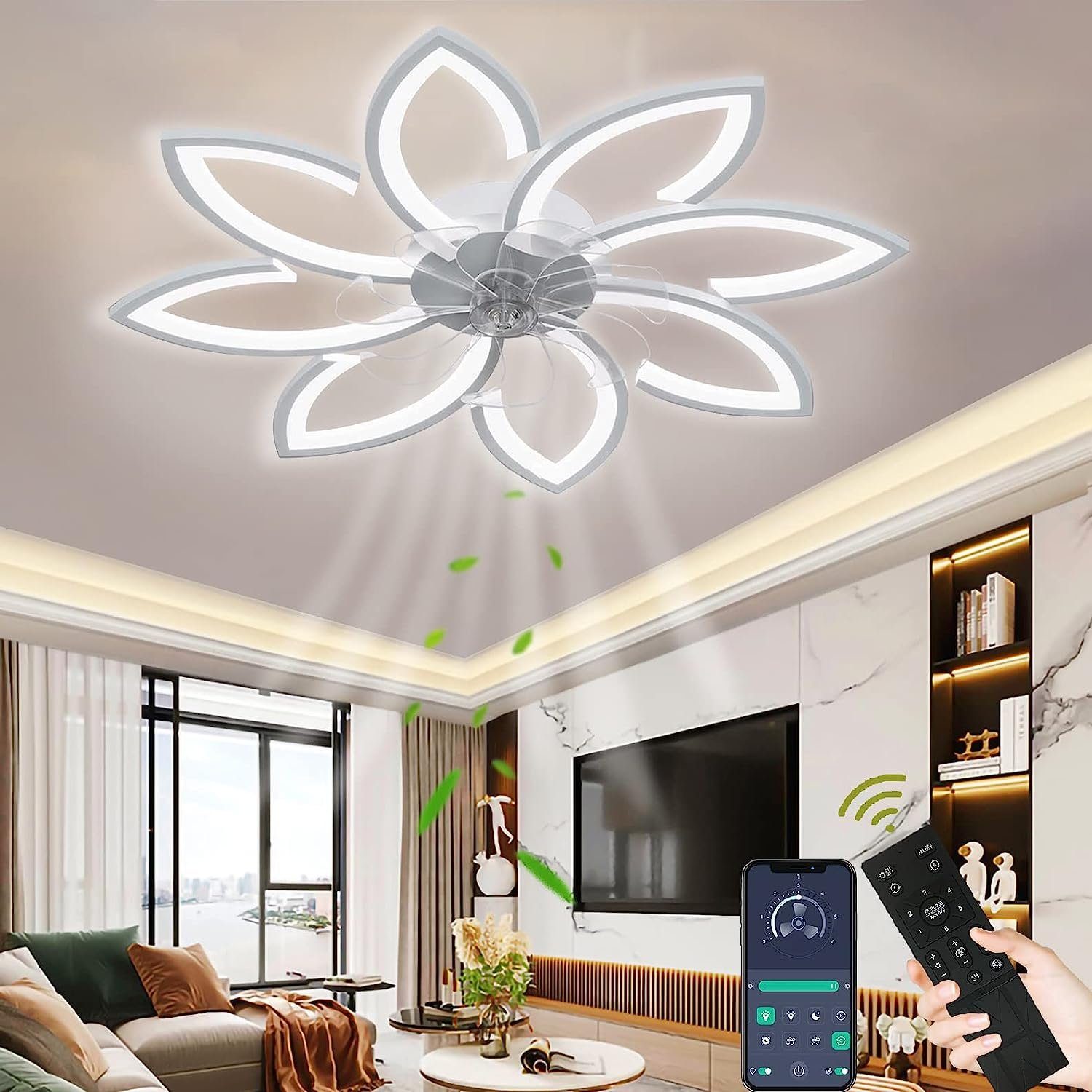 DOPWii Deckenventilator Deckenleuchte mit Ventilator,Lüfterlicht mit Fernbe günstig online kaufen