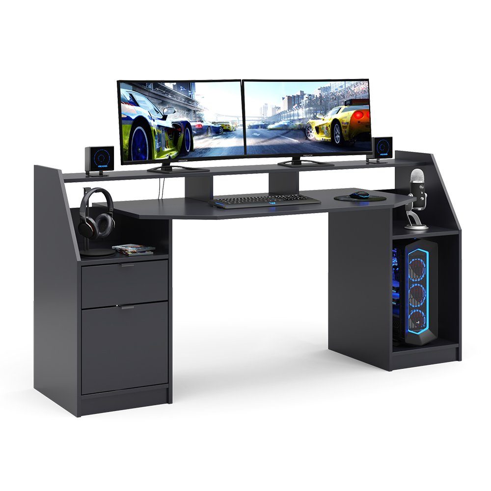 JOEL Computertisch Schreibtisch Arbeitstisch Schwarz Vicco PC-Tisch Groß