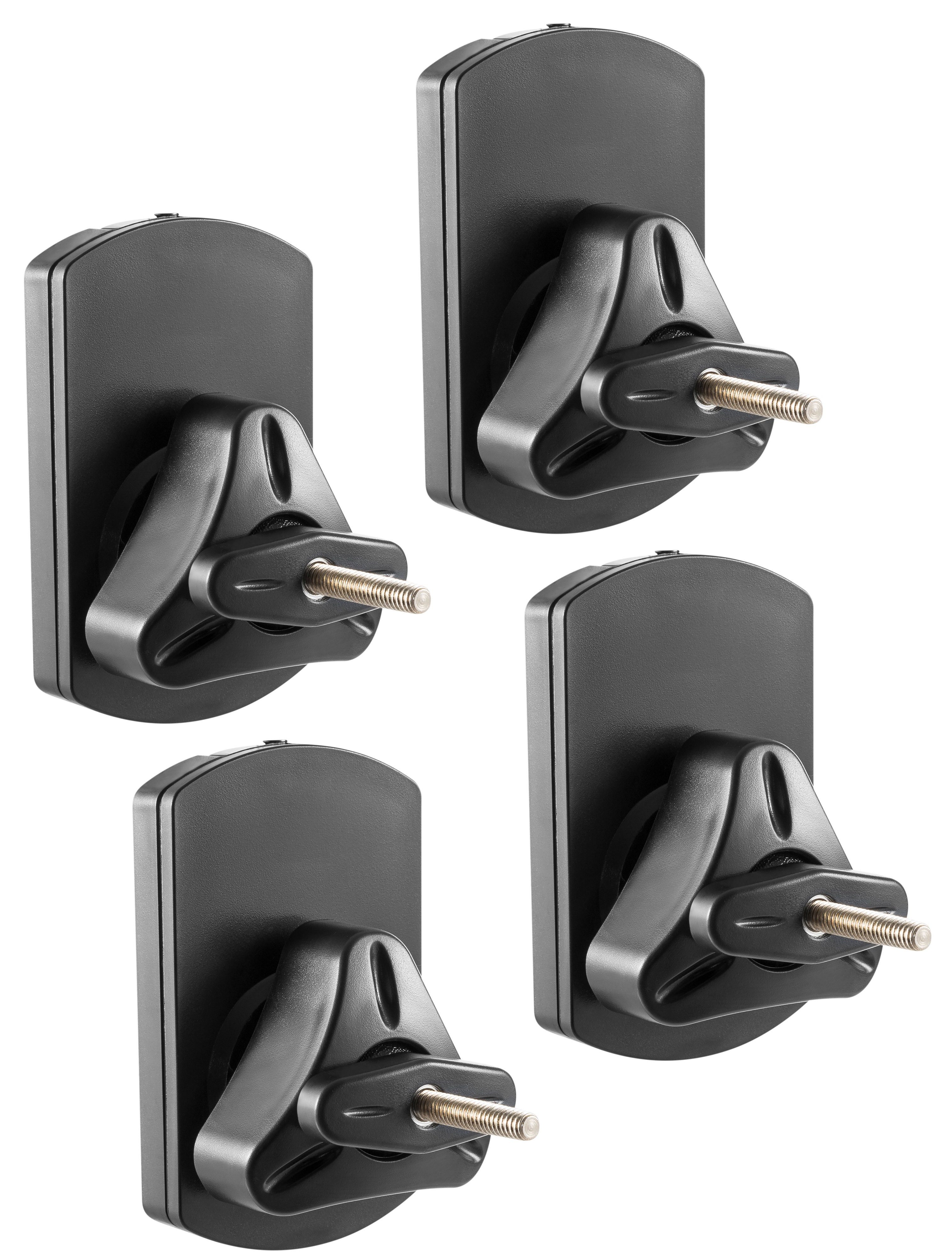 RICOO Lautsprecher-Wandhalterung Lautsprecher Set Boxen Halterung neigbar schwenkbar LH038-B (4-er Set), (Set 4 Stk. Box Speaker Halter schwarz, 1-tlg., 4x universal Wandhalter für Lautsprecher Boxen schwenkbar neigbar, 4x Lautsprecher Настенные крепления 2,5 kg Belastbarkeit 11x6,5x 9,1 cm)