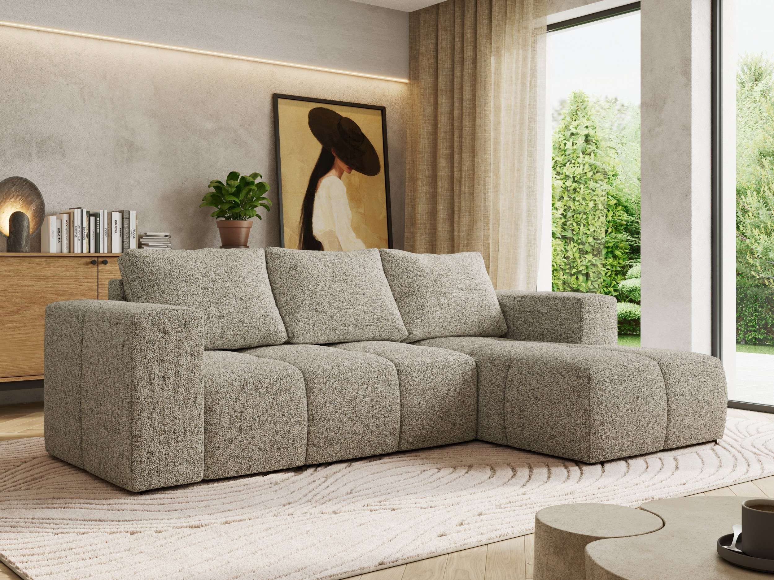 MKS MÖBEL Ecksofa MONIVA, Set, Gepolsterte Eckcouch, Wellenfedern, HR35-Schaum, L-form, Schlaffunktion, Bettkasten