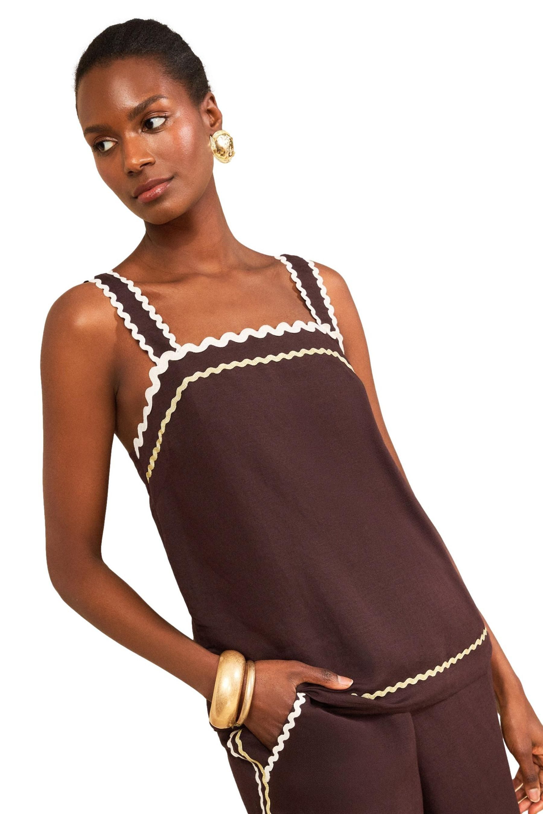 Love & Roses Trägertop Love & Roses Ric Rac Trägertop mit Animal-Print (1-tlg)
