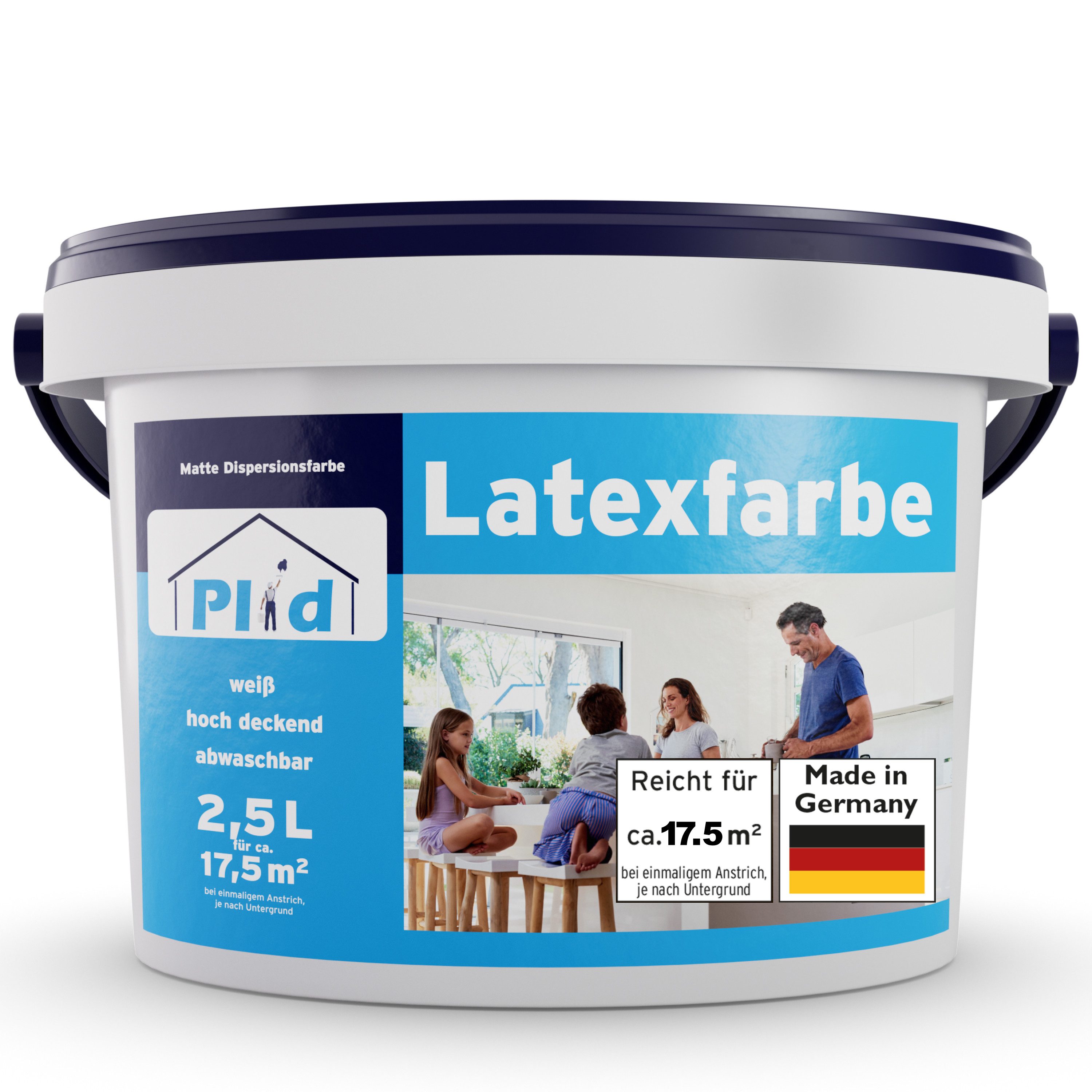 plid Latexfarbe Latexfarbe abwaschbare Wandfarbe Küchenfarbe Innenfarbe Badfarbe, Schnelltrocknend, spritzarm, verarbeitungsfertig
