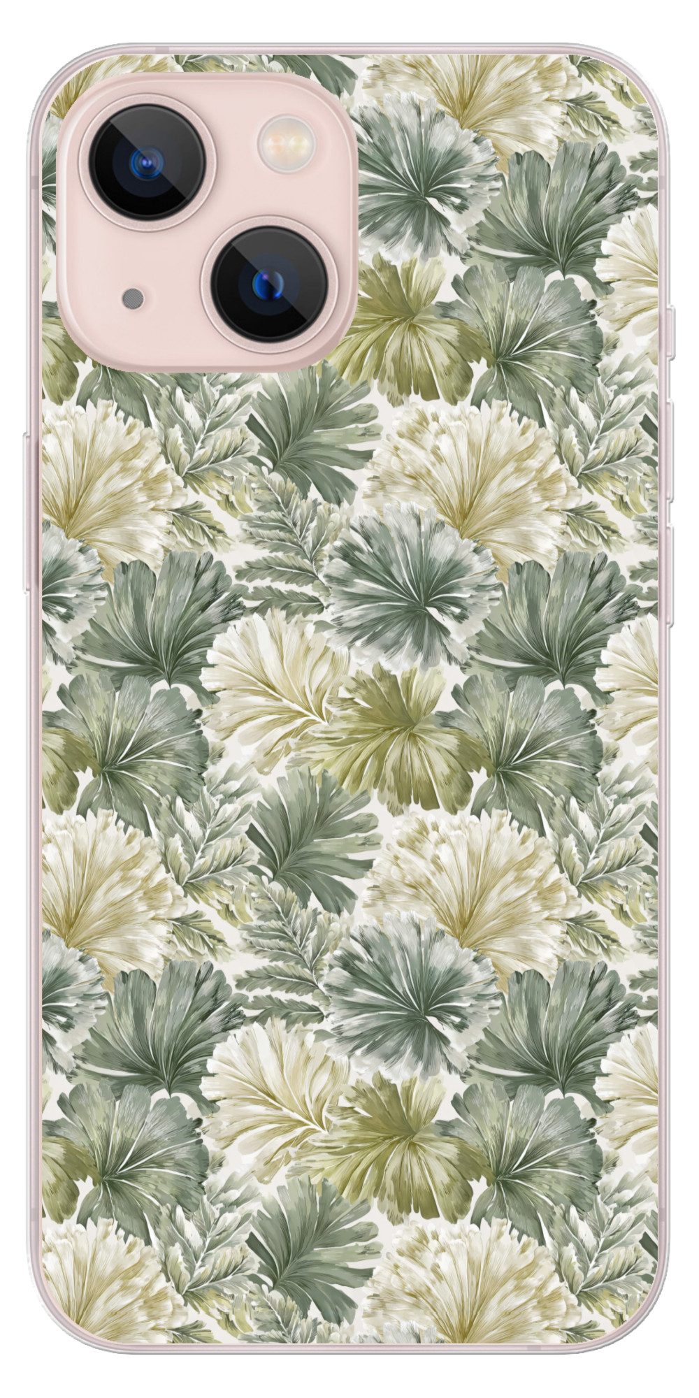 MuchoWow Handyhülle für Apple iPhone 13 mini Blätter - Botanisch - Grün, Smartphone-Bumper, Print, Handy Schutzhülle Dünn