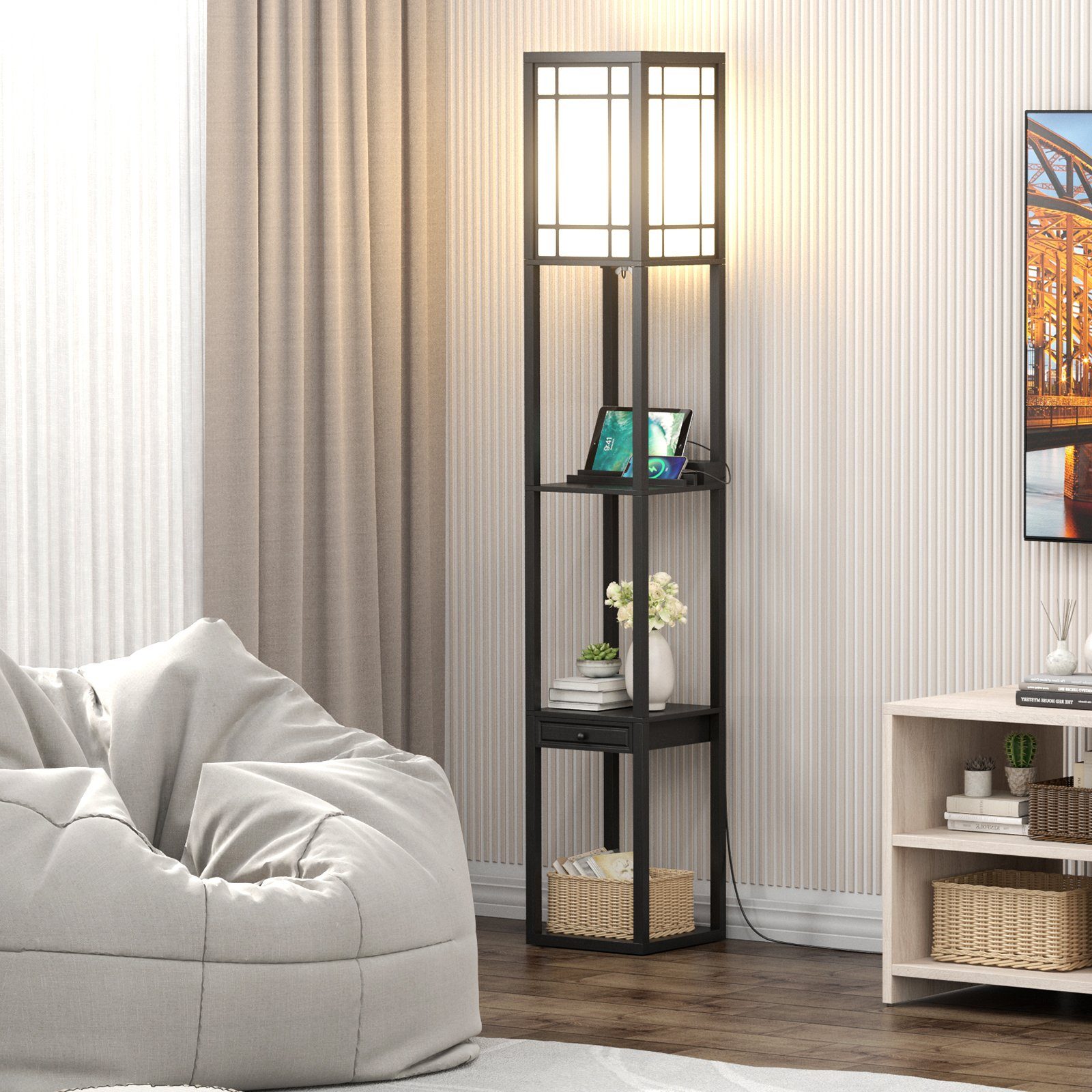 COSTWAY Stehlampe, ohne Leuchtmittel, Warmweiß, ohne günstig online kaufen