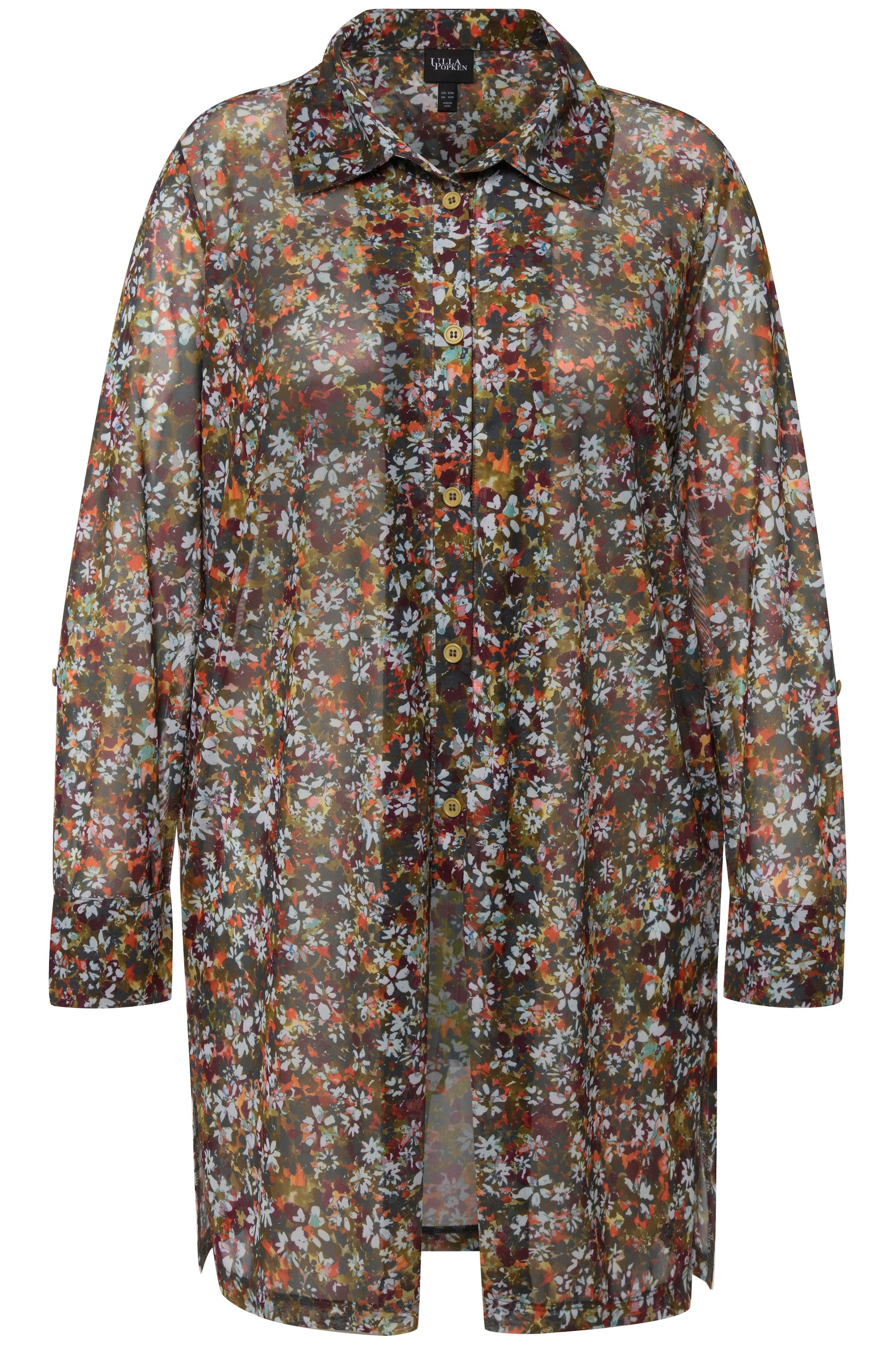 Ulla Popken Longbluse Mesh-Bluse Millefleur A-Linie günstig online kaufen