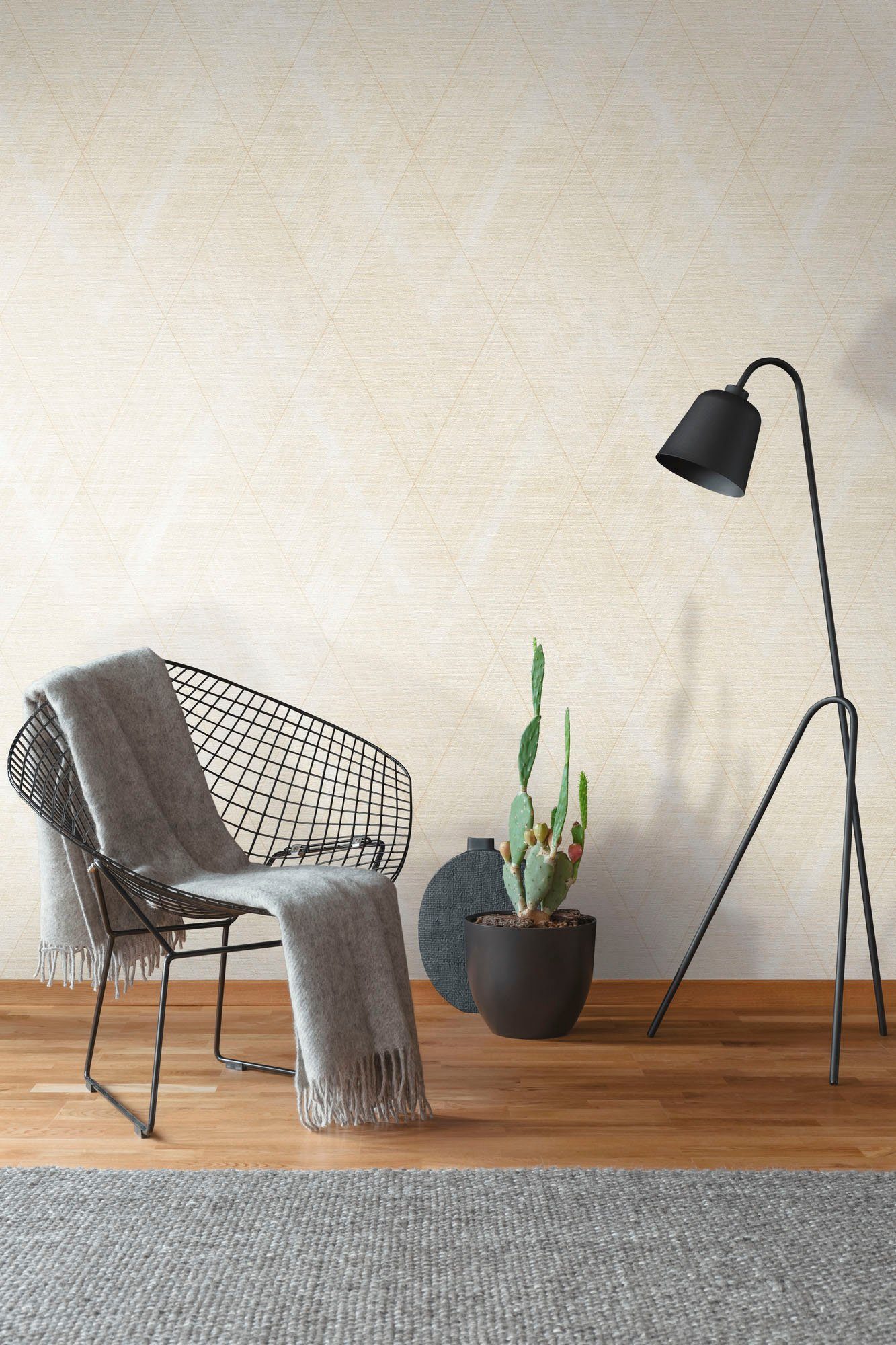 A.S. Création Vliestapete THE BOS Grafisch, leicht strukturiert, leicht glänzend, abstrakt, gemustert, (1 St), Grafiktapete Tapeten Wohnzimmer Schlafzimmer Küche modern Design Optik