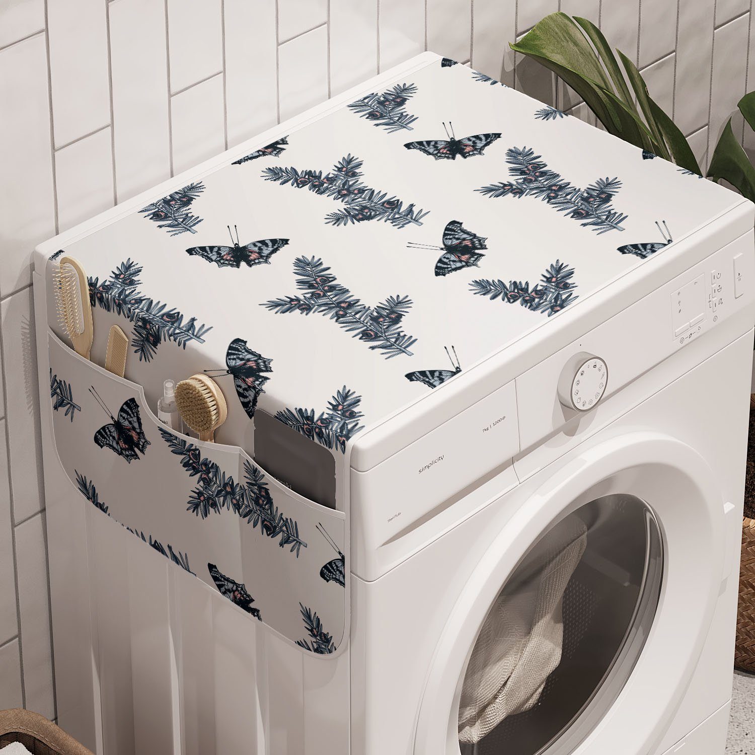 Entomologie und Trockner, Waschmaschine Yew Schmetterlinge Anti-Rutsch-Stoffabdeckung für Abakuhaus Vintage Badorganizer