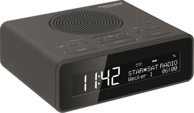 TechniSat Radiowecker mit - DAB+, dimmbares DIGITRADIO schwarz 51 Display, Uhrenradio Sleeptimer Snooze-Funktion