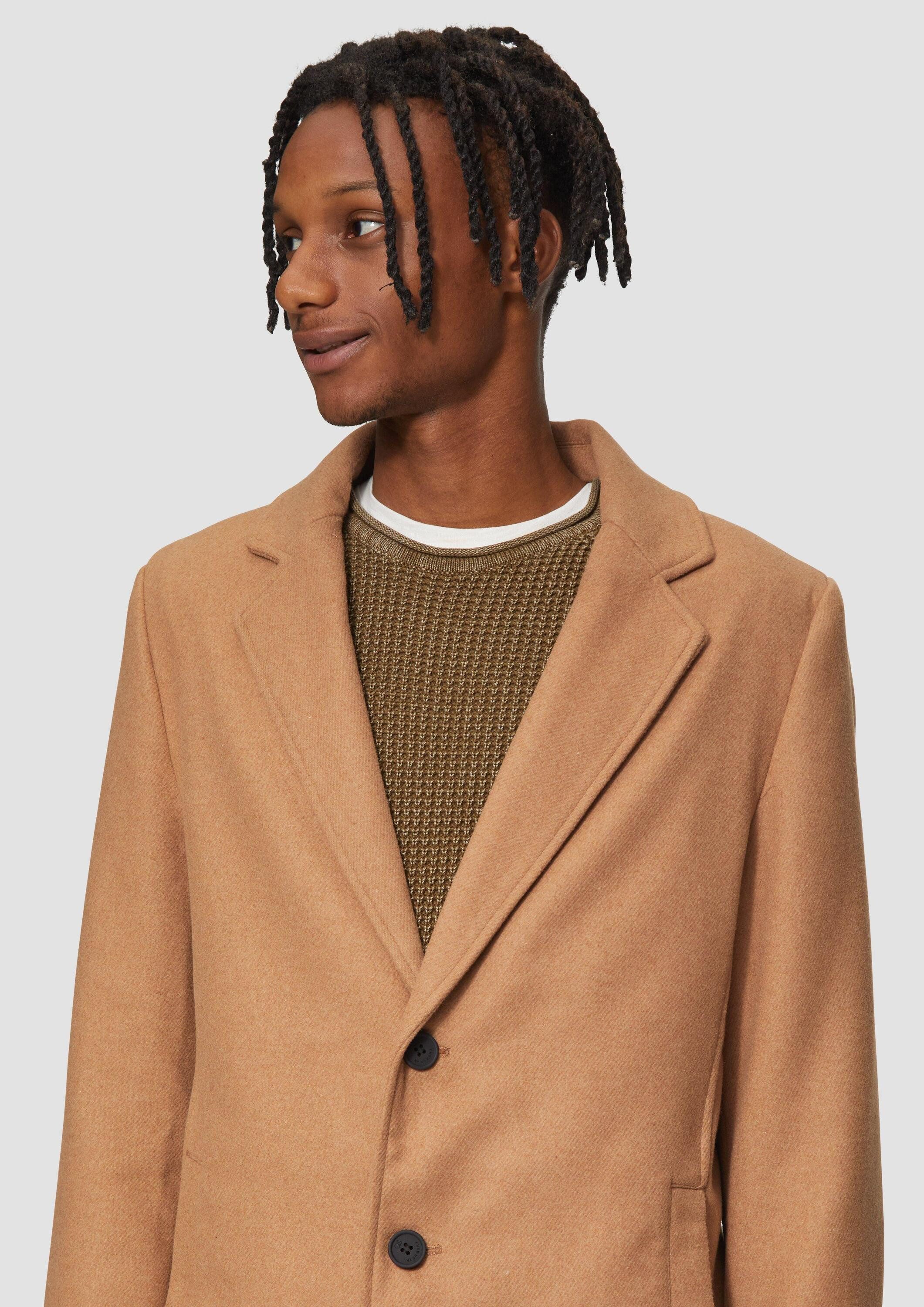 QS Funktionsmantel Outdoor-Mantel Mantel mit Reverskragen aus Wollmix