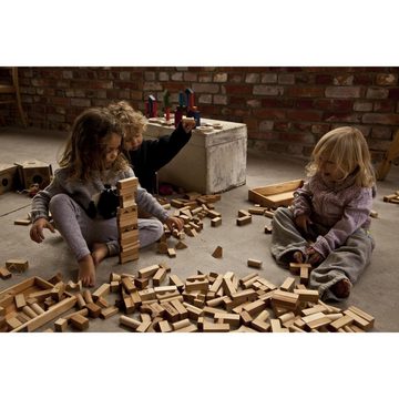 Woodenstory Spielbauklötze 100 Holzklötze Natur im Baumwollsack