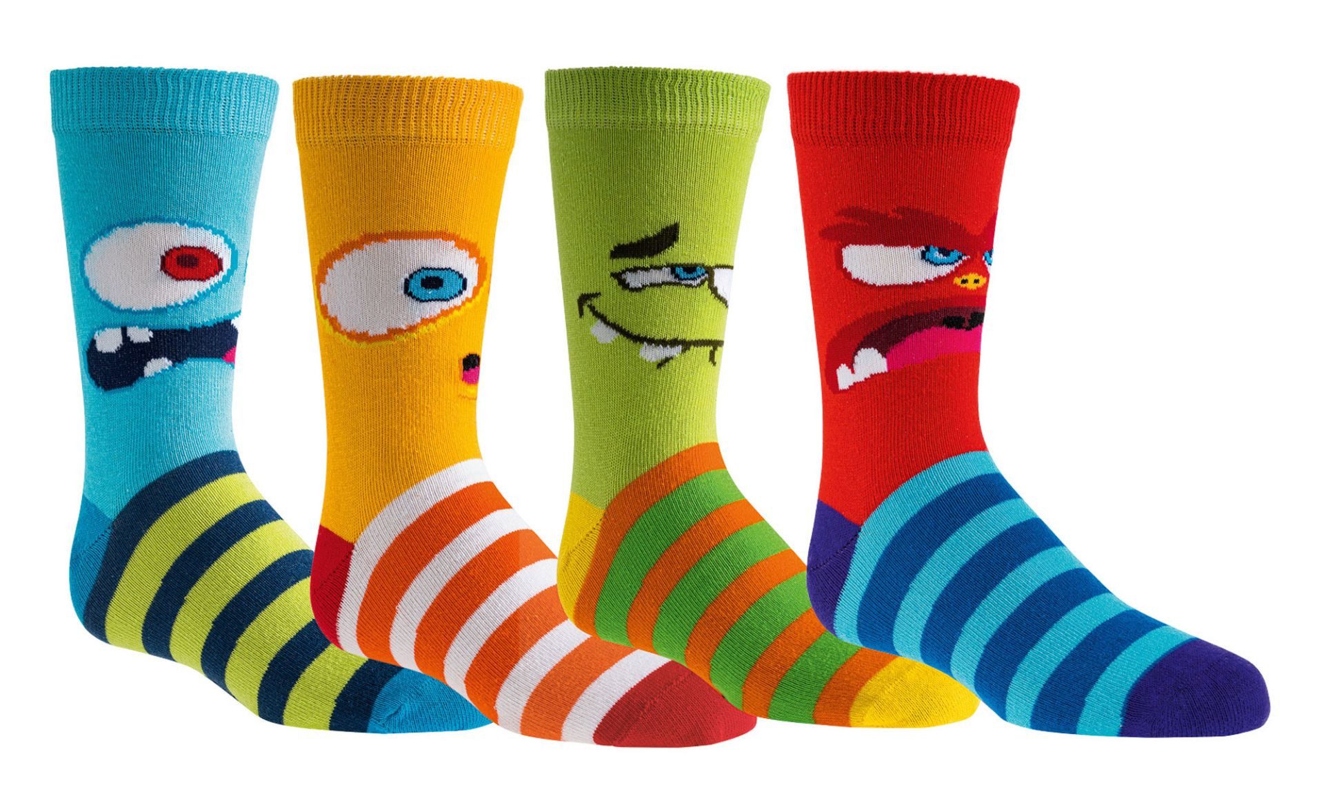Wowerat Freizeitsocken 3 Paar Kindersocken Lustige Monster, weiche Baumwolle, handgekettelt (3 Paar)