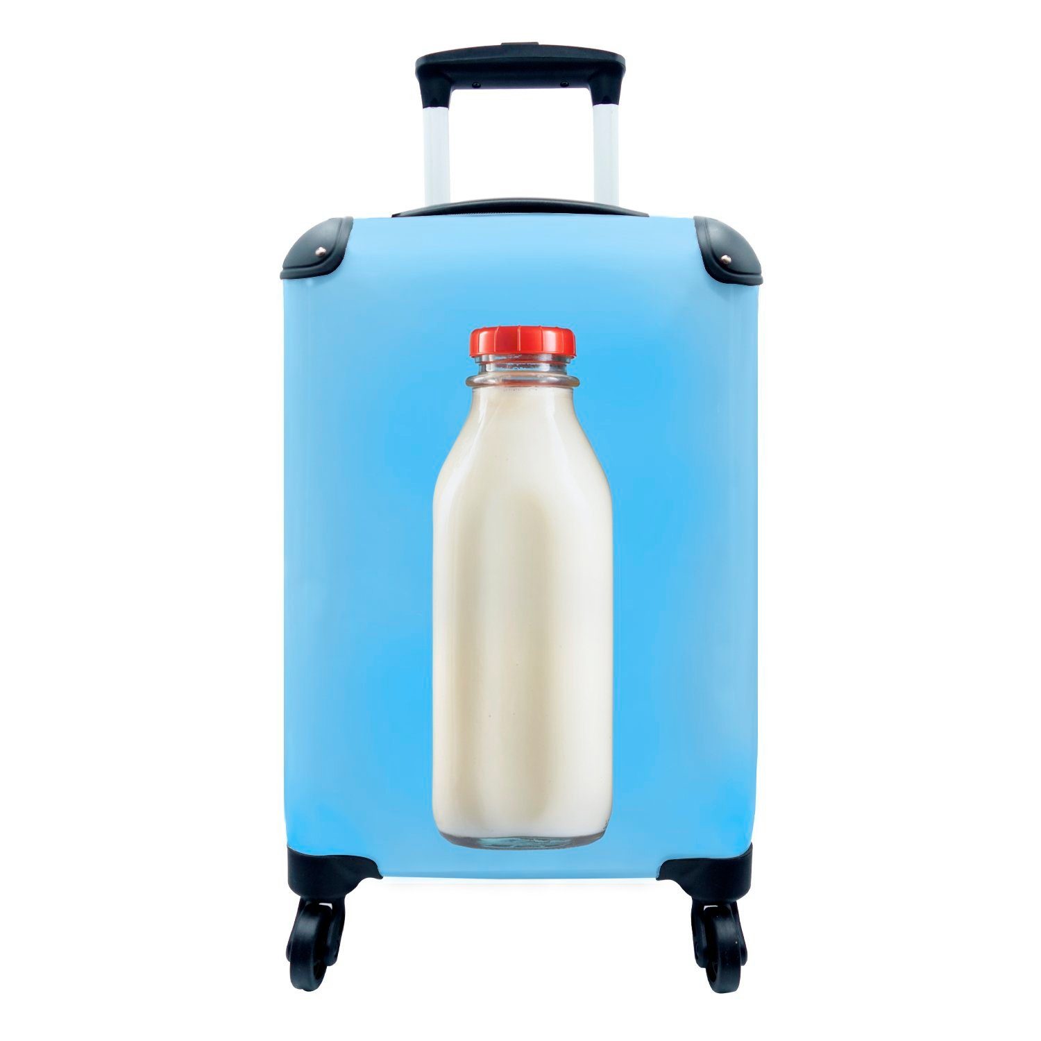 MuchoWow Handgepäckkoffer Flasche mit Milch, 4 Rollen, Reisetasche mit rollen, Handgepäck für Ferien, Trolley, Reisekoffer