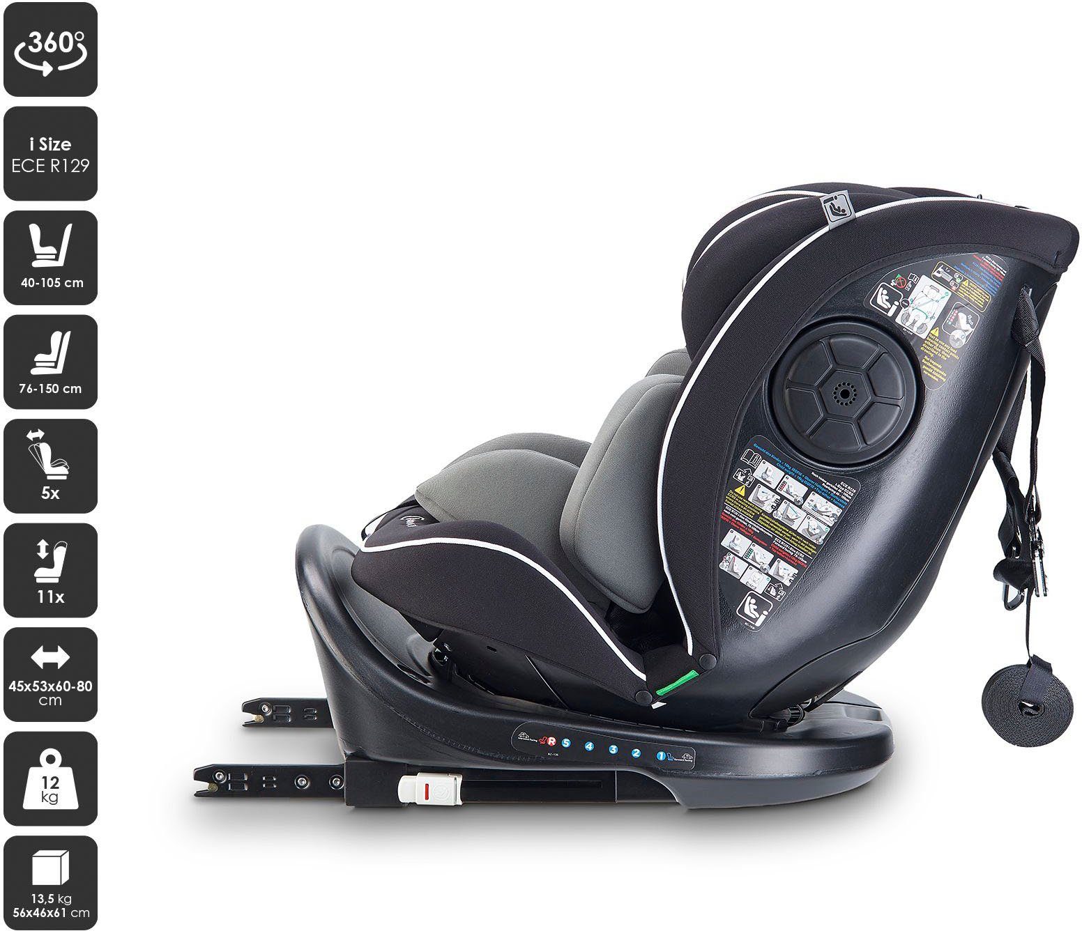 BabyGo Autokindersitz Nova2 360 I Size, ab: 40 cm, bis: 150 cm, für Körpergröße von 40-150 cm