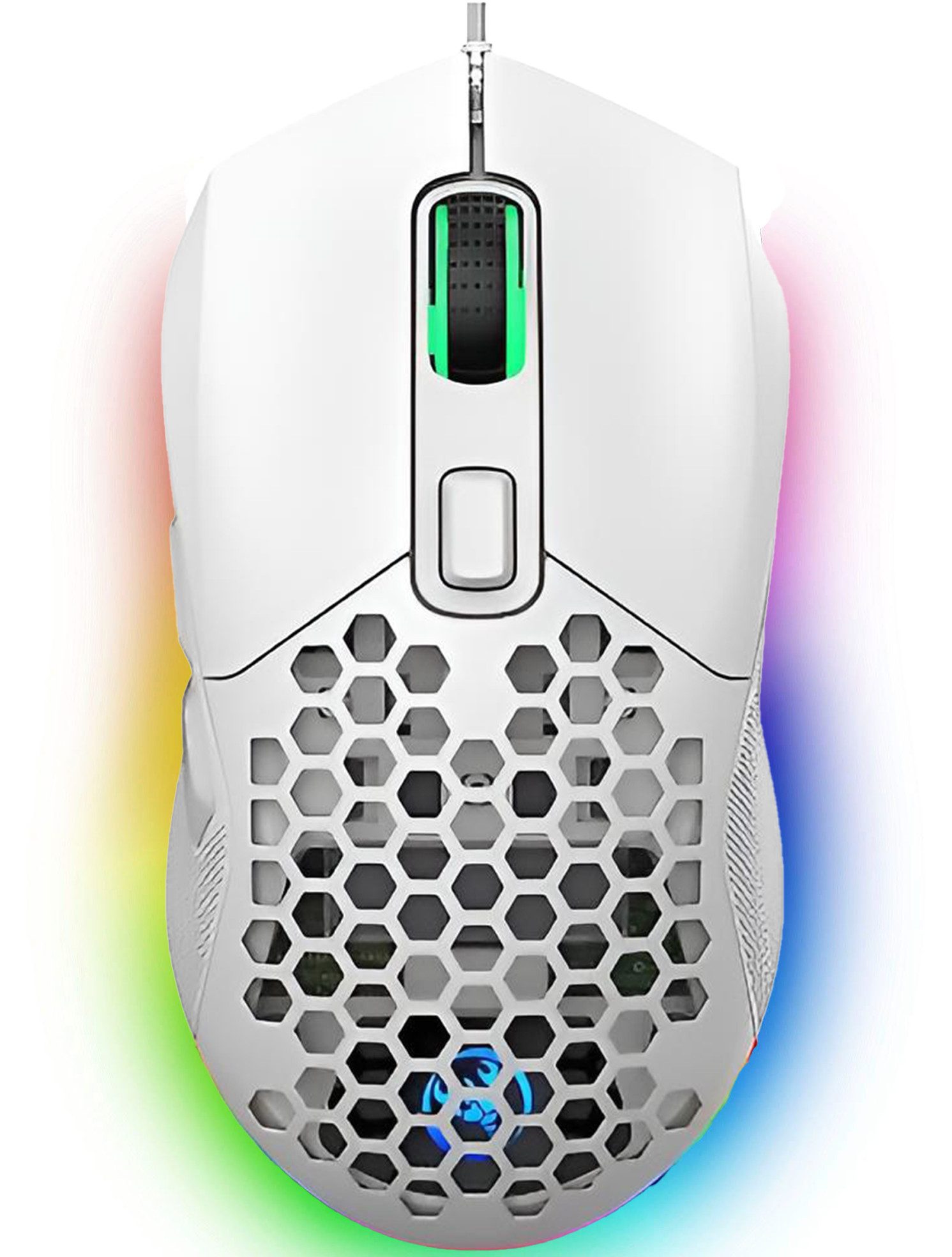 S&T Design RGB Gaming Maus Kabelgebunden Leise Weiß Schwarz USB Gaming-Maus (kabelgebunden, 6 Tasten / Ohne Treiber / DPI Einstellbar / PC Laptop Windows MacOS)