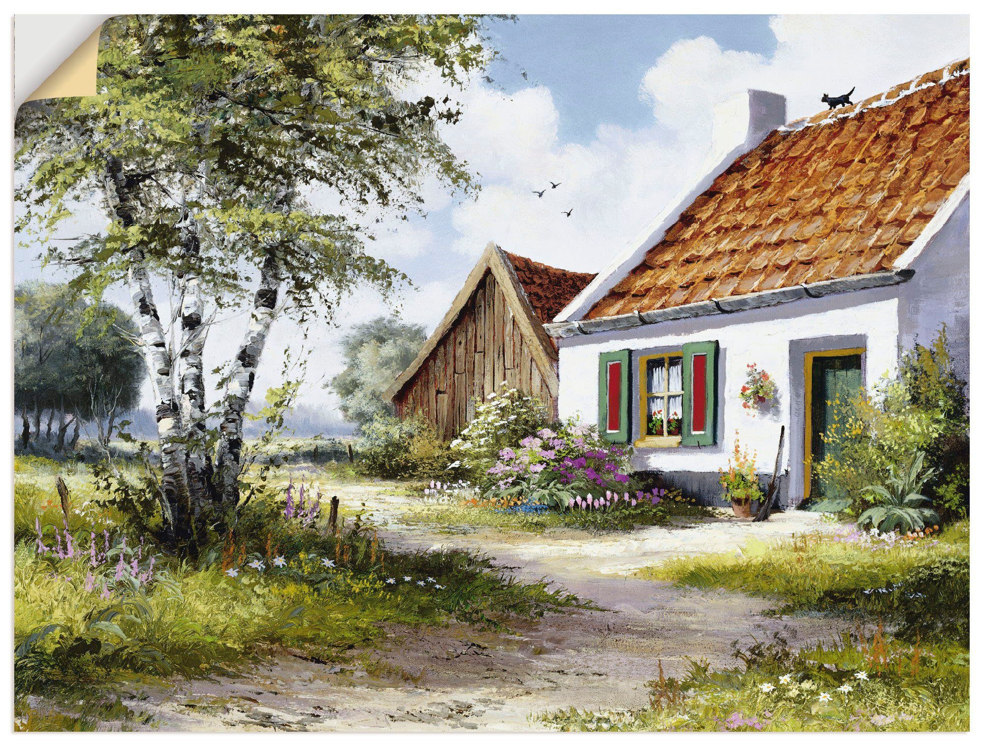 Katze Leinwandbild, Größen Wandaufkleber Dach, (1 versch. St), Wandbild Poster oder auf Garten Artland dem in als