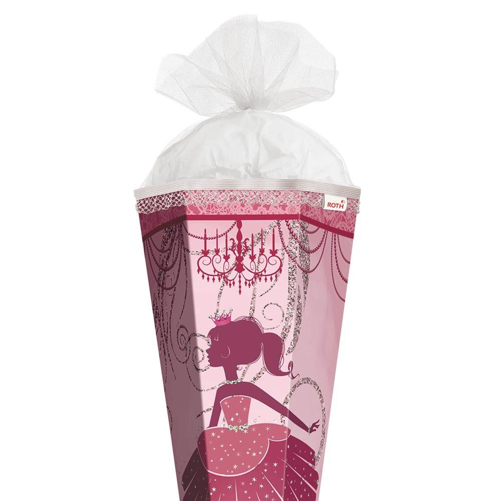 Roth Schultüte Ballerina, 85 cm mit Glitter, eckig, Tüllverschluss, Roth-Spitze, Rüschenborte