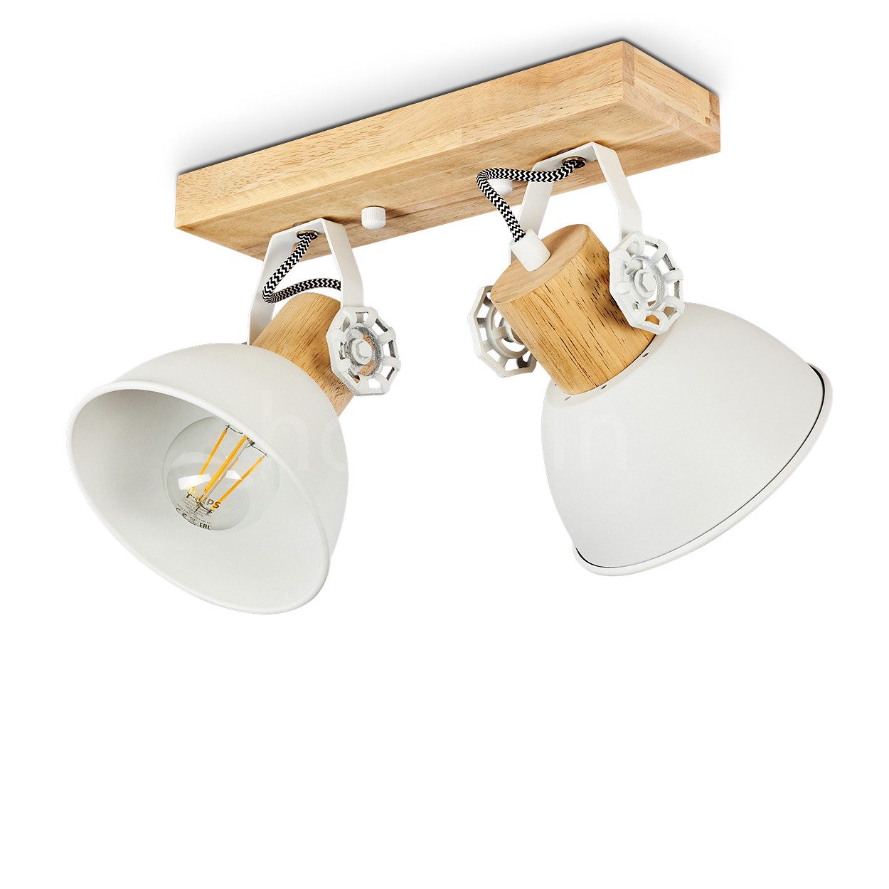 hofstein Deckenleuchte »Cotes« Deckenlampe aus Metall/Holz in weiß/braun, o günstig online kaufen