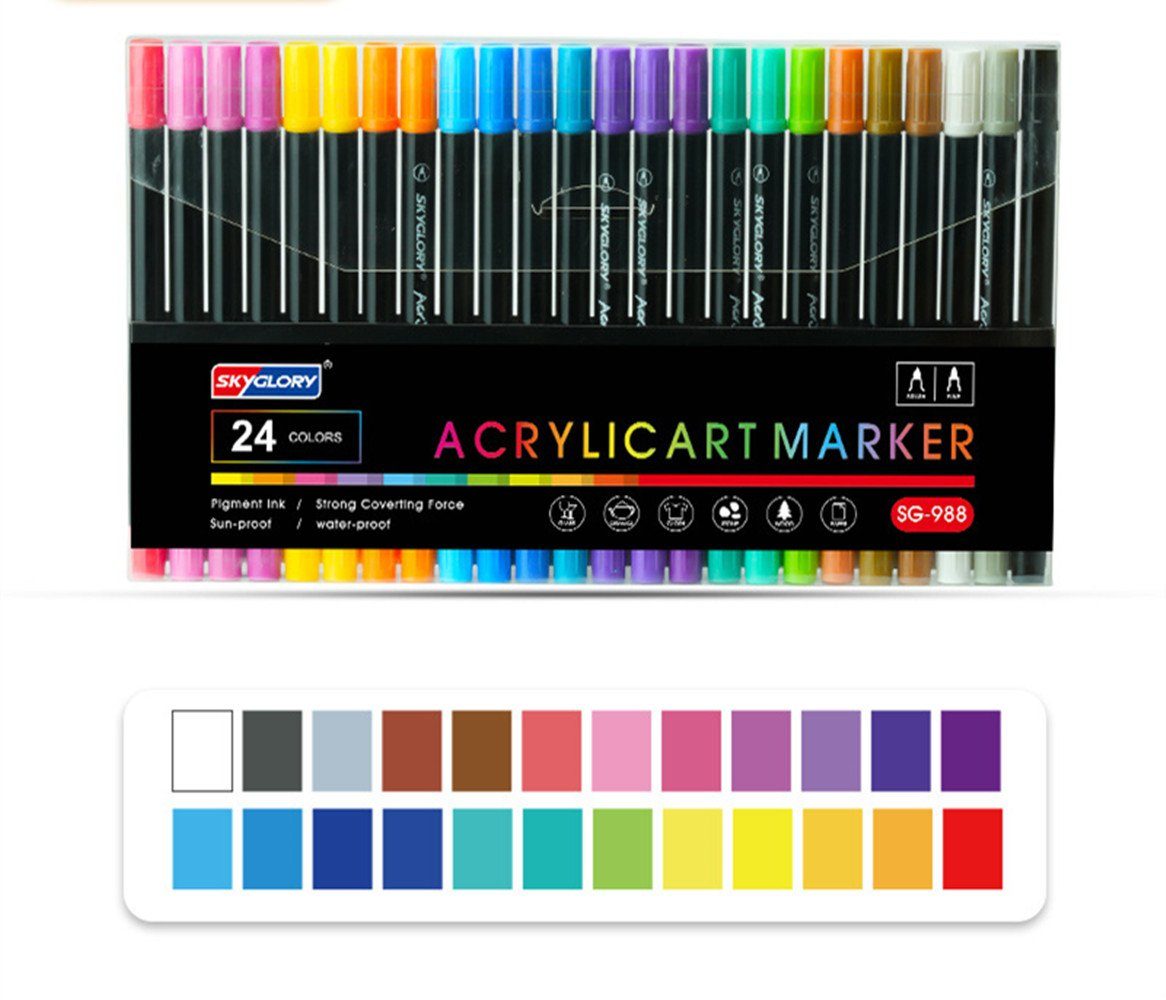 Keramik, Lackmarker Stifte, zum für Holz Steine,24/36Farben - Wasserfest Acrylstifte XDeer Tip Ideal für Dual Glas, Marker Papier,Leinwand, Basteln,Bemalen