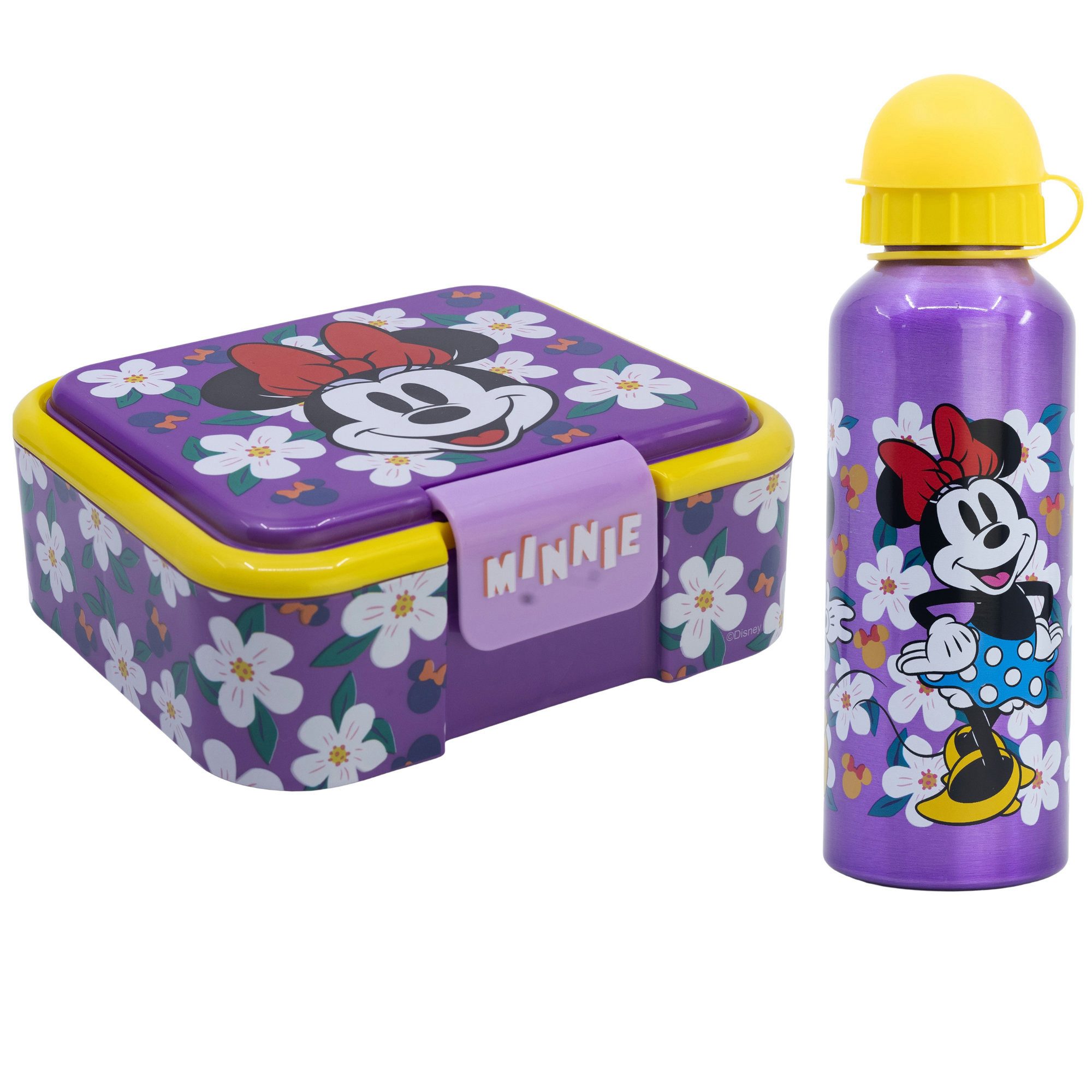 Disney Lunchbox Disney Minnie Maus Mädchen 2 tlg. Set XL Brotdose Alu Trinkflasche, (Spar-Set, 2-tlg., Spar-Set)