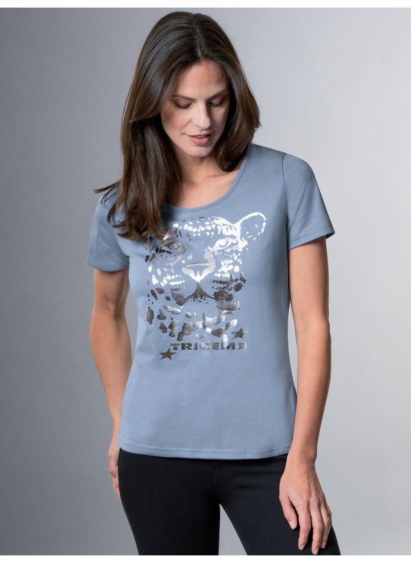 Trigema T-Shirt TRIGEMA T-Shirt mit schimmerndem Leo-Print
