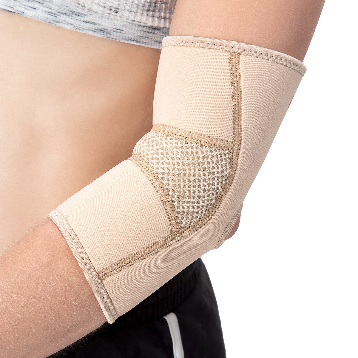 HMS Ellenbogenbandage Ellenbogenstütze Ellenbogenschoner (Spar-Set, 1-tlg., 23,5 x 14,5 cm elastisch), atmungsaktiv, stützend, wärmend, elastisch
