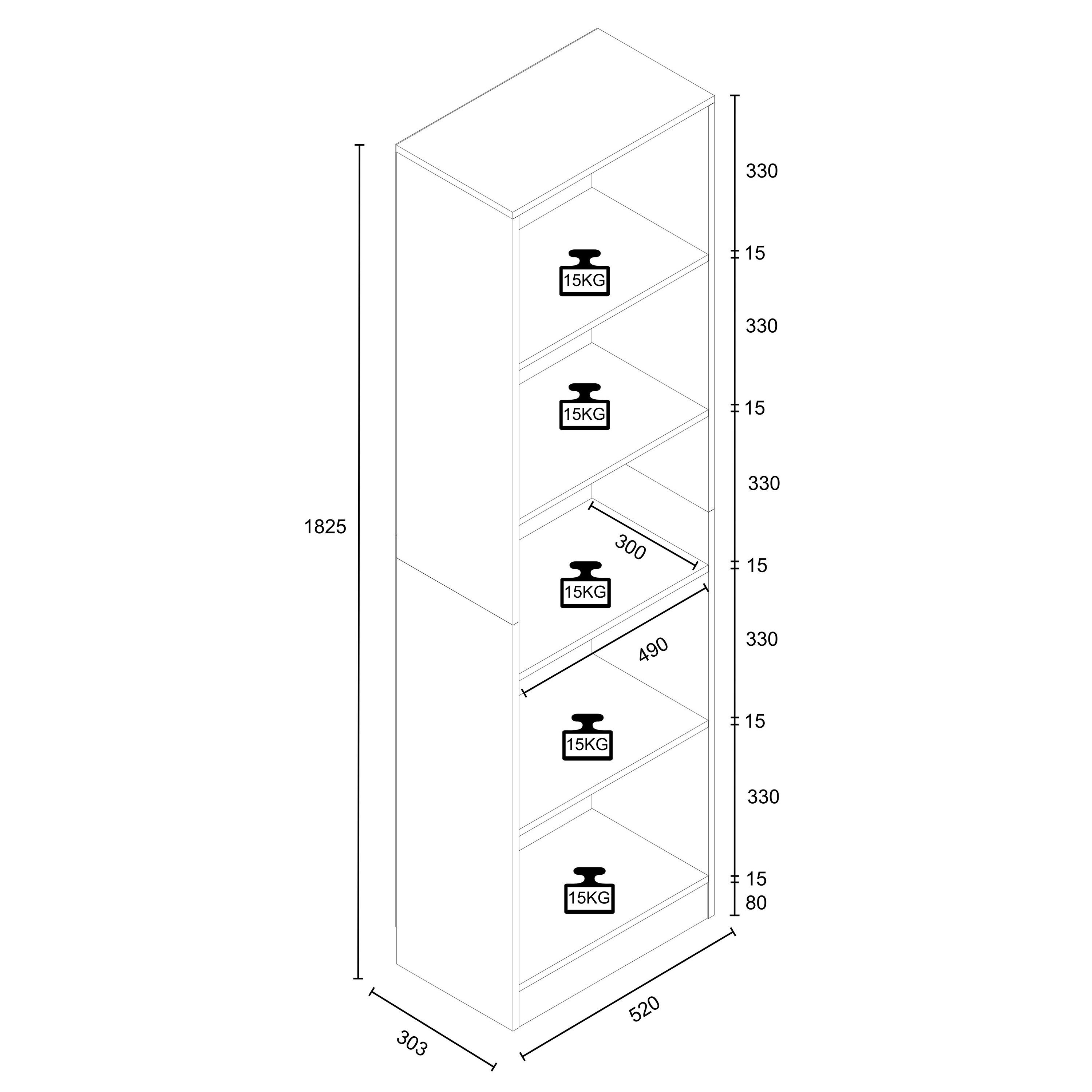 VCM Standregal Dilos Bücherregal B. 52 x T. 30 x H. 183 cm, für Aktenordner, Büroregal mit 5 Fächern – Bild 5 von 5