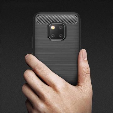 CoolGadget Handyhülle Carbon Handy Hülle für Huawei Mate 20 Pro 6,4 Zoll, robuste Telefonhülle Case Schutzhülle für Mate 20 Pro Hülle