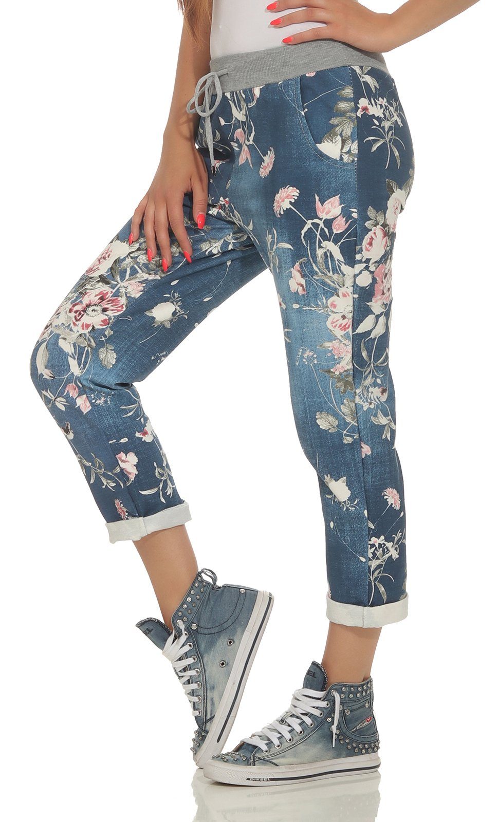 simaranda Jogginghose Damen Jogginghose 29 Blau / Blume One Size 36-40 günstig online kaufen