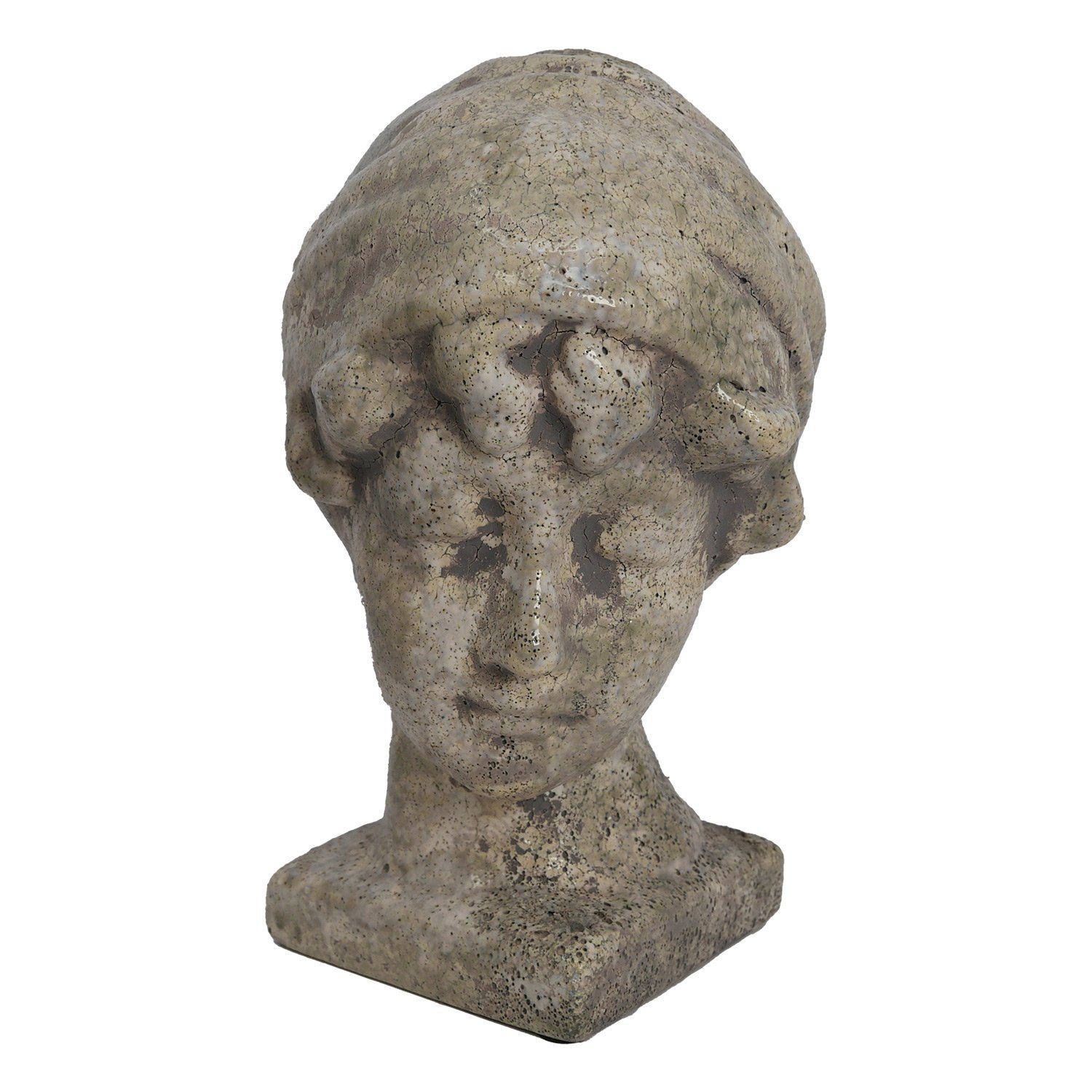 B&S Dekofigur Frauenkopf Roma Büste aus Keramik Antik Shabby Steinoptik H 24 cm
