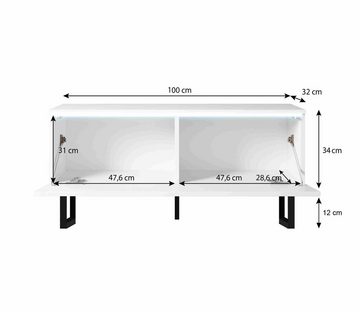 Furnix TV-Schrank BARGO 100 TV-Kommode ohne LED-Beleuchtung mit Stellfüßen Maße 100x46x32 cm, klare grifflose Front, pflegeleicht