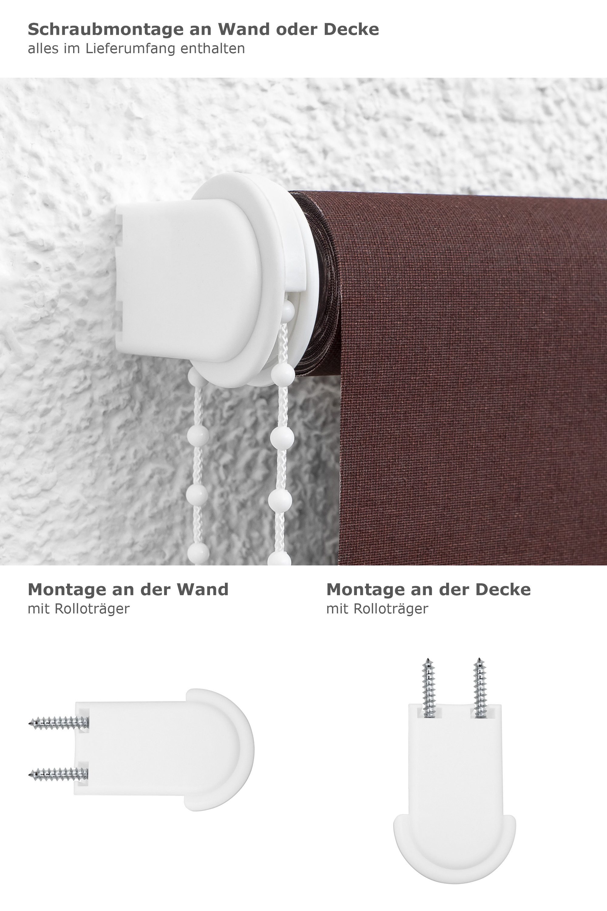 Rollo Basisrollo Tageslicht Schokobraun, LYSEL®, blickdicht, HxB 190x62.5cm