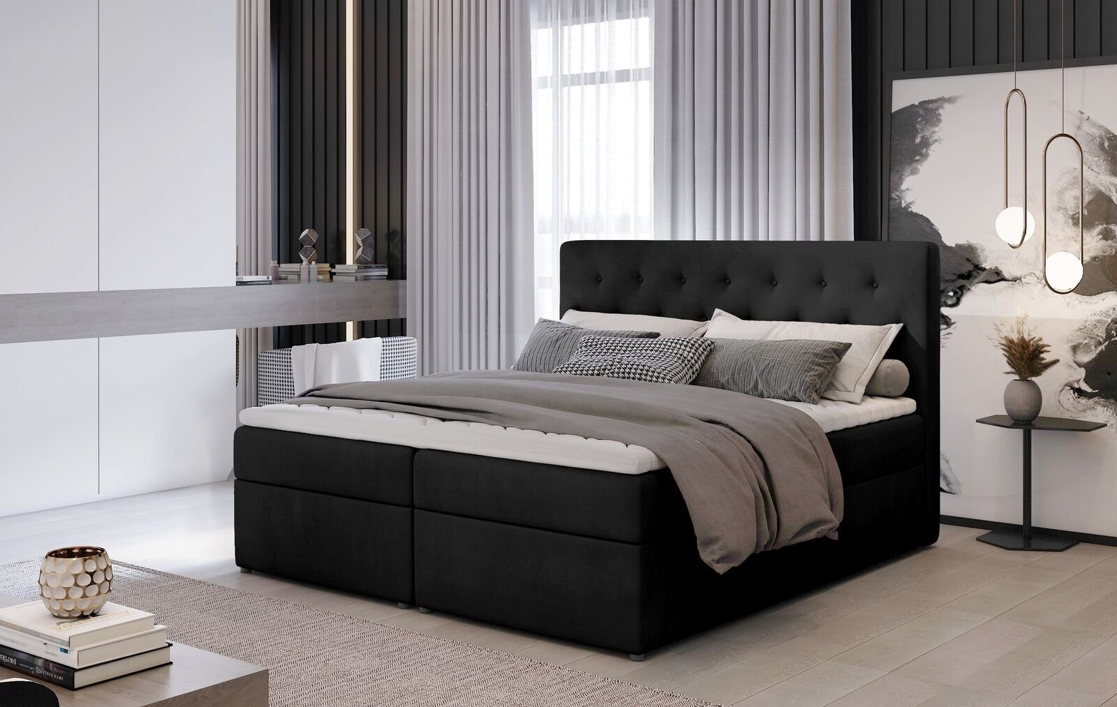 JVmoebel Bett Bett Polster Design Luxus Ehe 180x200cm Schlaf Zimmer Stoff Doppel | Bettgestelle