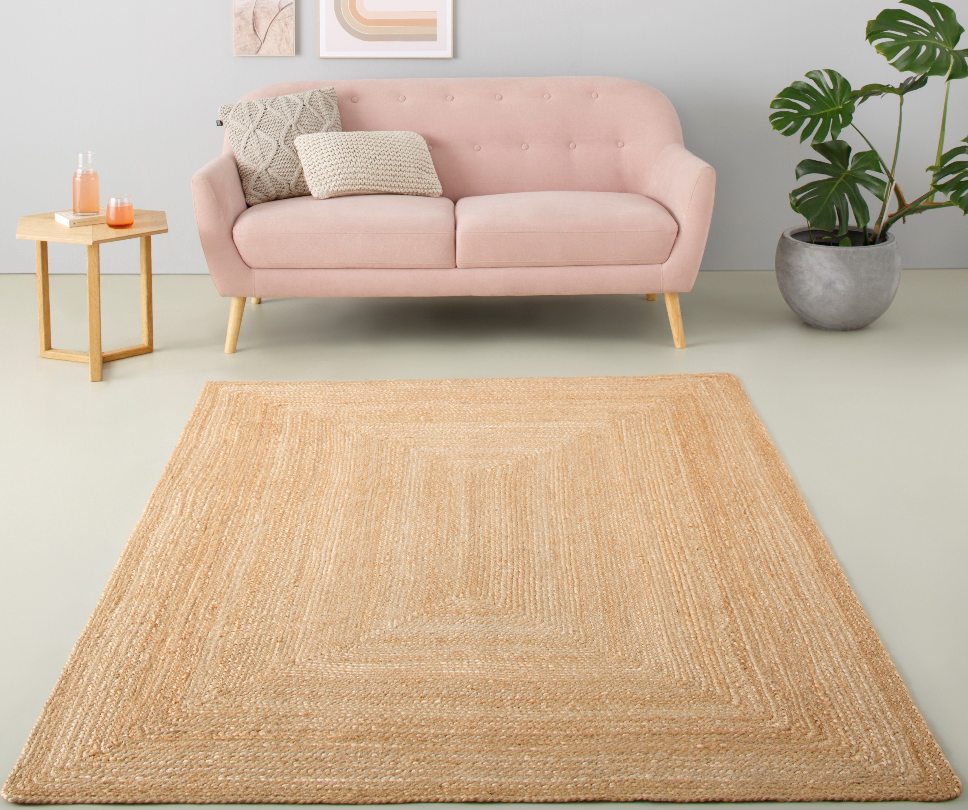 my home Teppich Naturala, Jute-Teppich, handgefertigt, günstig online kaufen