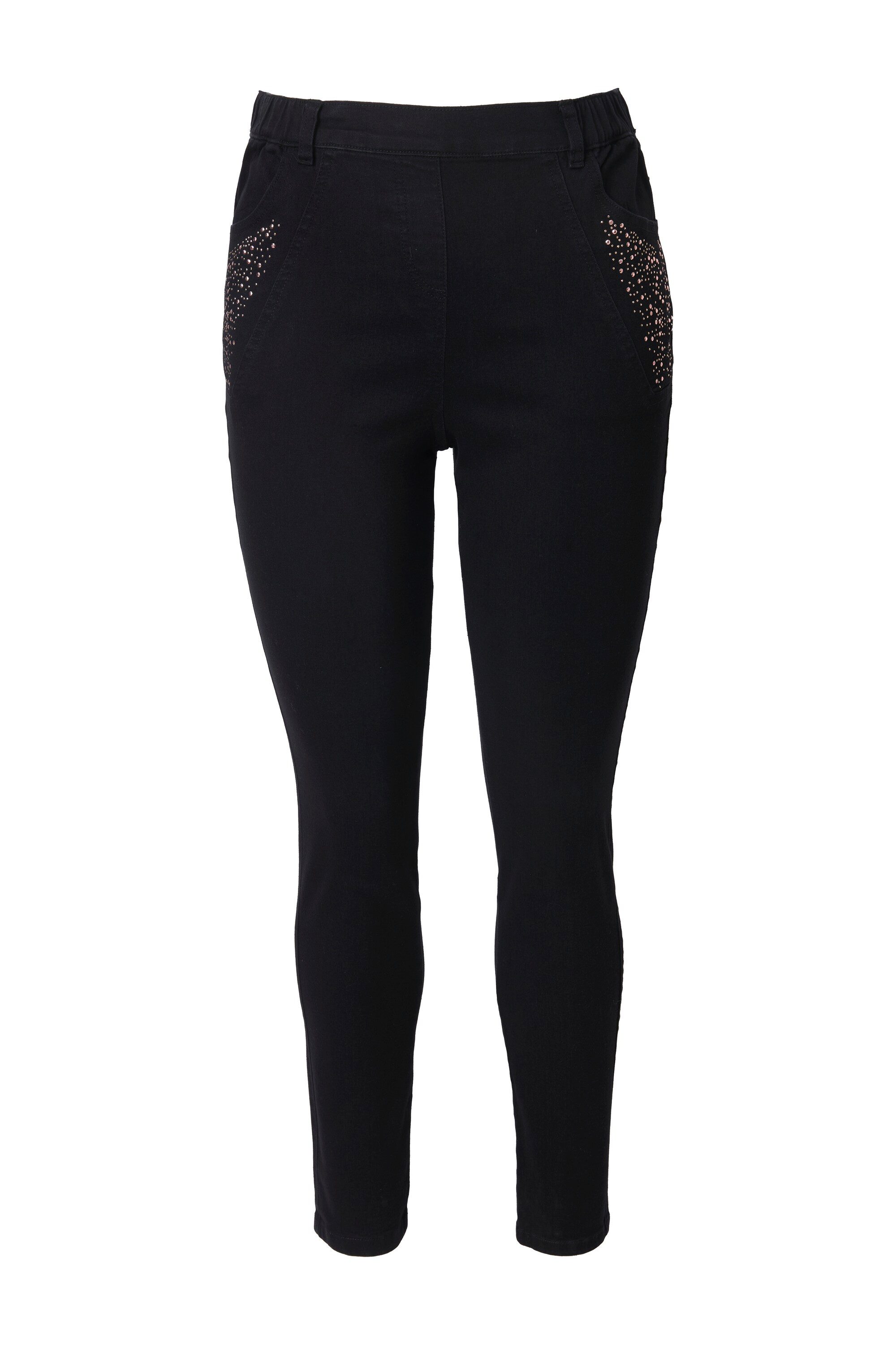 Ulla Popken Regular-fit-Jeans Jeggings Sienna schmales Bein Ziersteine – Bild 2 von 4