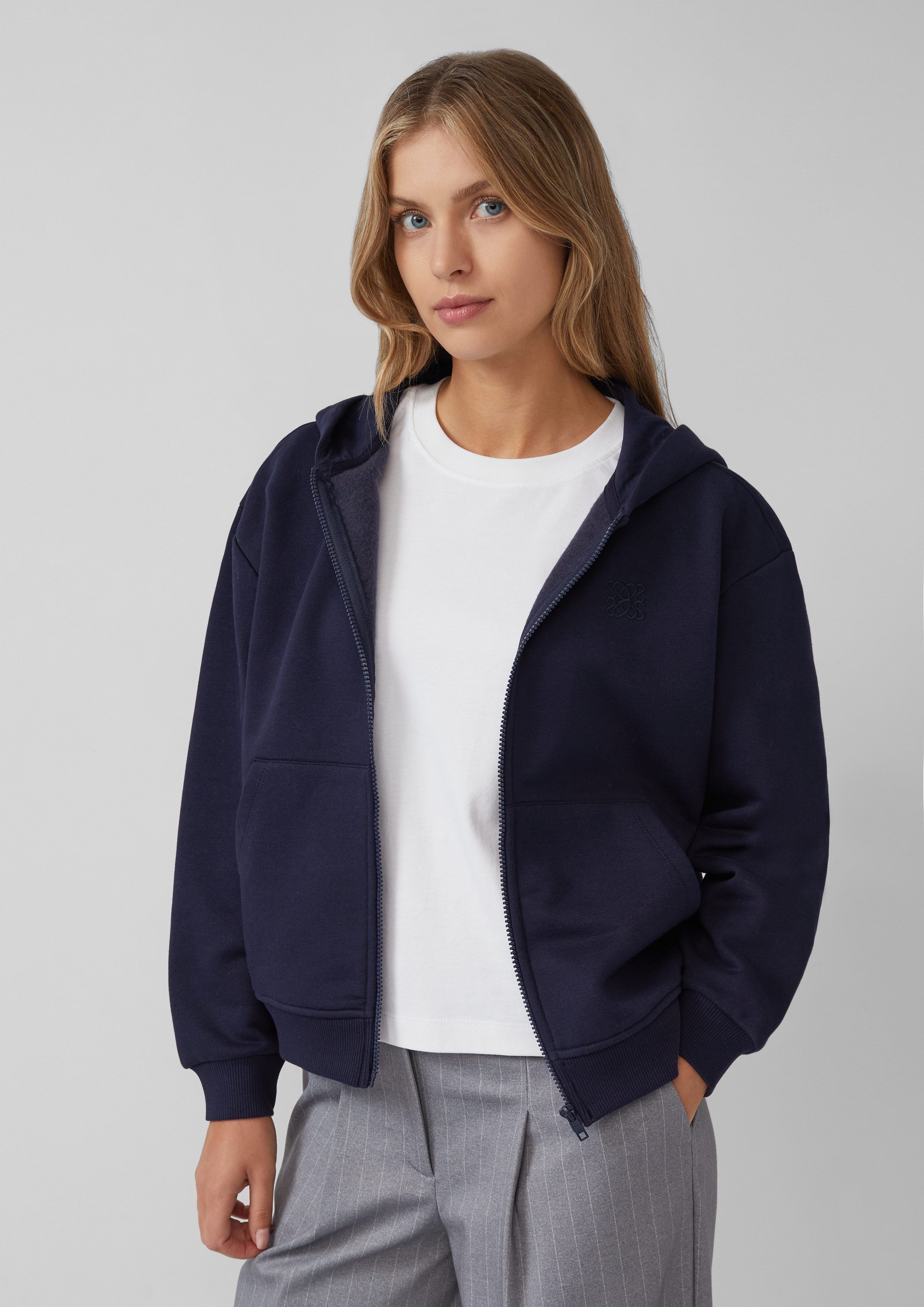 s.Oliver Sweatshirt Angeraute Sweatshirtjacke mit Stickerei günstig online kaufen