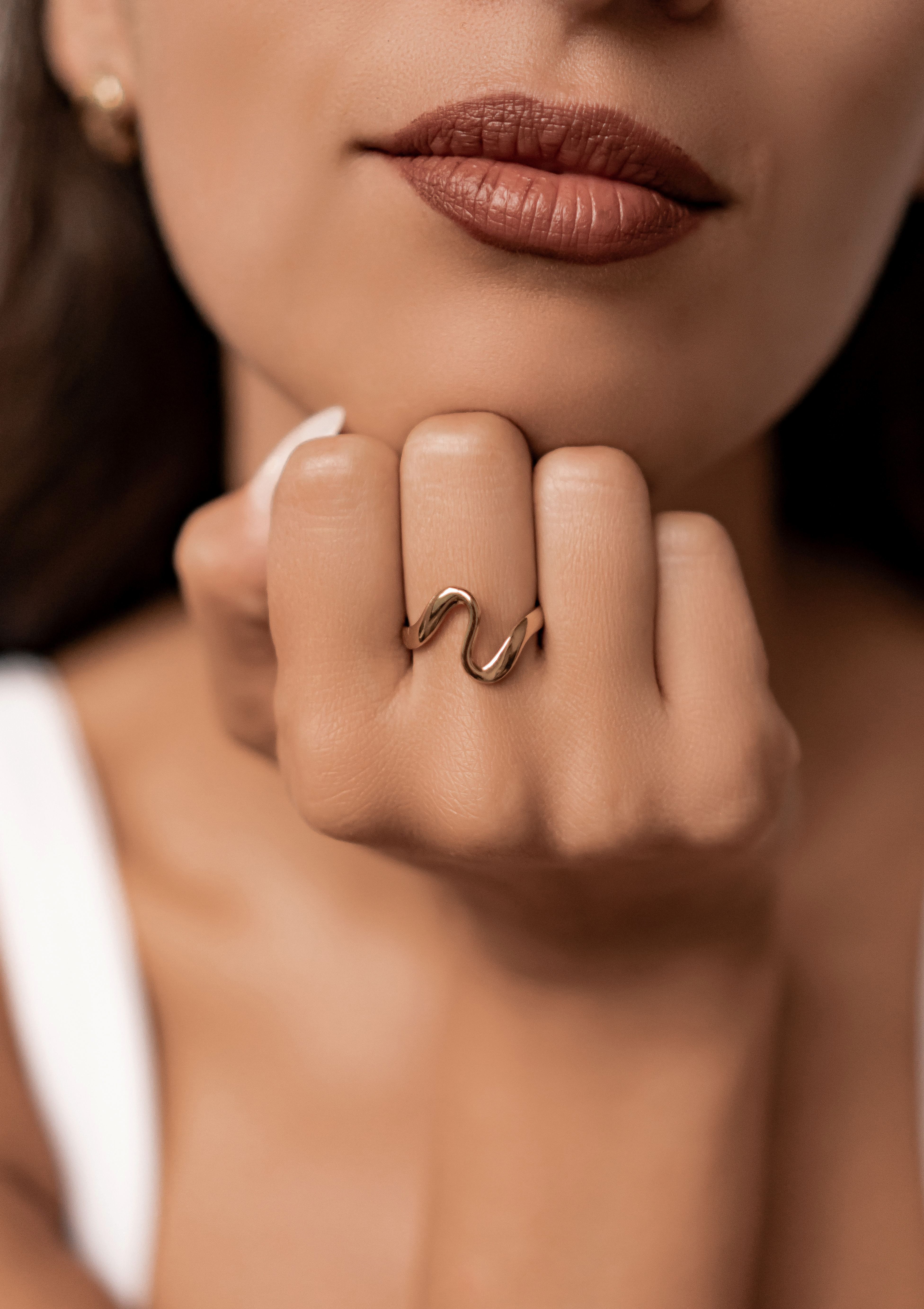 Hey Happiness Fingerring Abstraktes Band, Offener Ring, Verstellbarer Edels günstig online kaufen