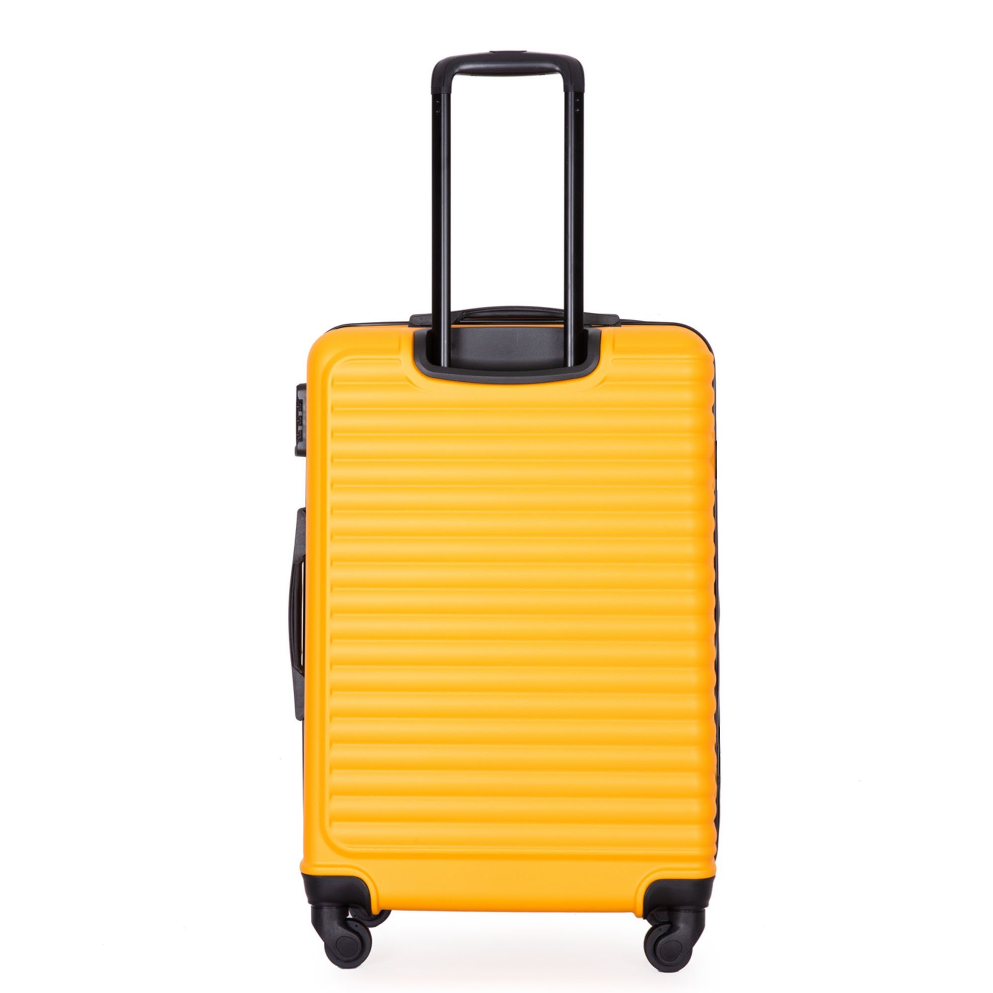 TSA-Schloss Gelb Koffer ABS-Material, Rollen, Reisekoffer, Handgepäcktrolley Hartschalen-Trolley, 4 Flieks