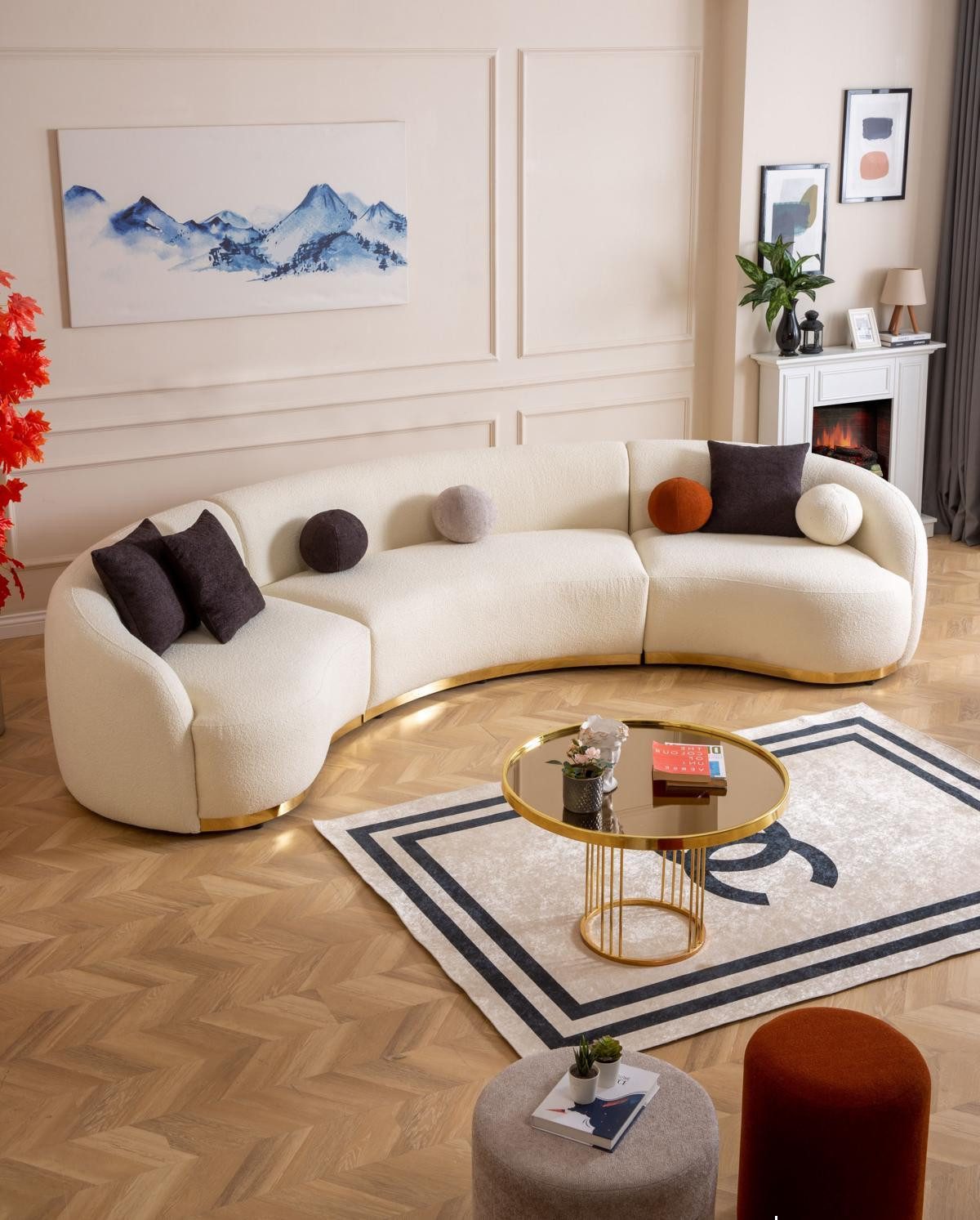 Xlmoebel Ecksofa Weißes Designer Rundsofa mit luxuriösem, modernem Design, Hergestellt in Europa