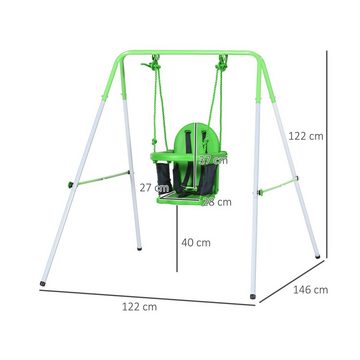 Outsunny Einzelschaukel Babyschaukel mit Sicherheitsbügel, Anschnallgurt, (Gartenschaukel, 1-tlg., Kleinkinderschaukel), für Indoor & Outdoor, 122 x 146 x 122 cm, Grün