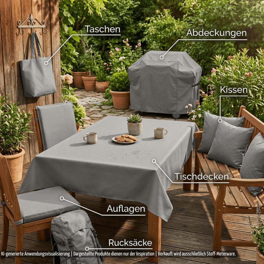 novely® Stoff SUNSET OXFORD 420D - Polsterstoff Wasserdicht Outdoor-Stoff, UV-Beständig, Schmutzabweisend, Robust, Meterware, 1lfm