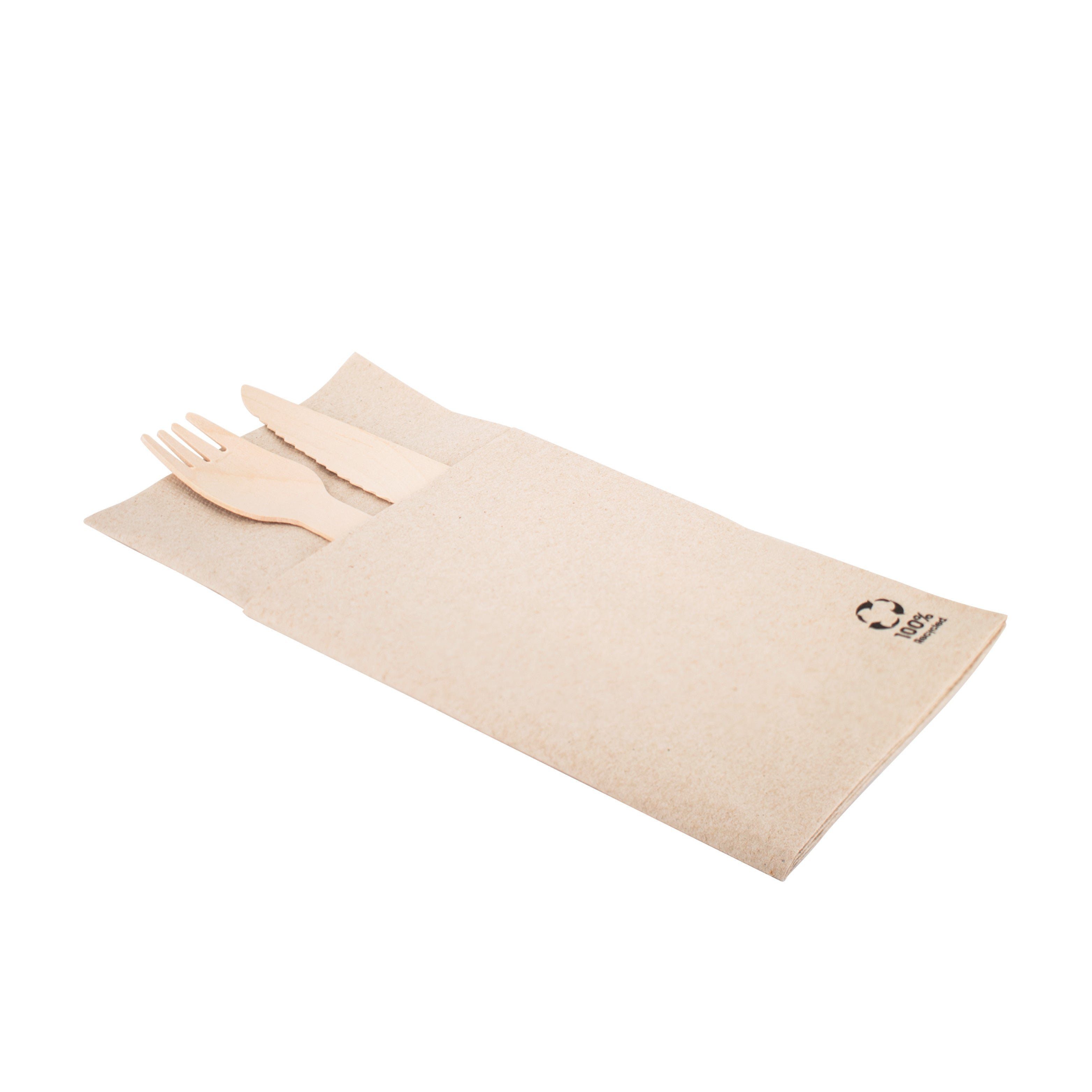 wisefood Papierserviette Papier Besteckservietten - rechteckig braun, (50 St)