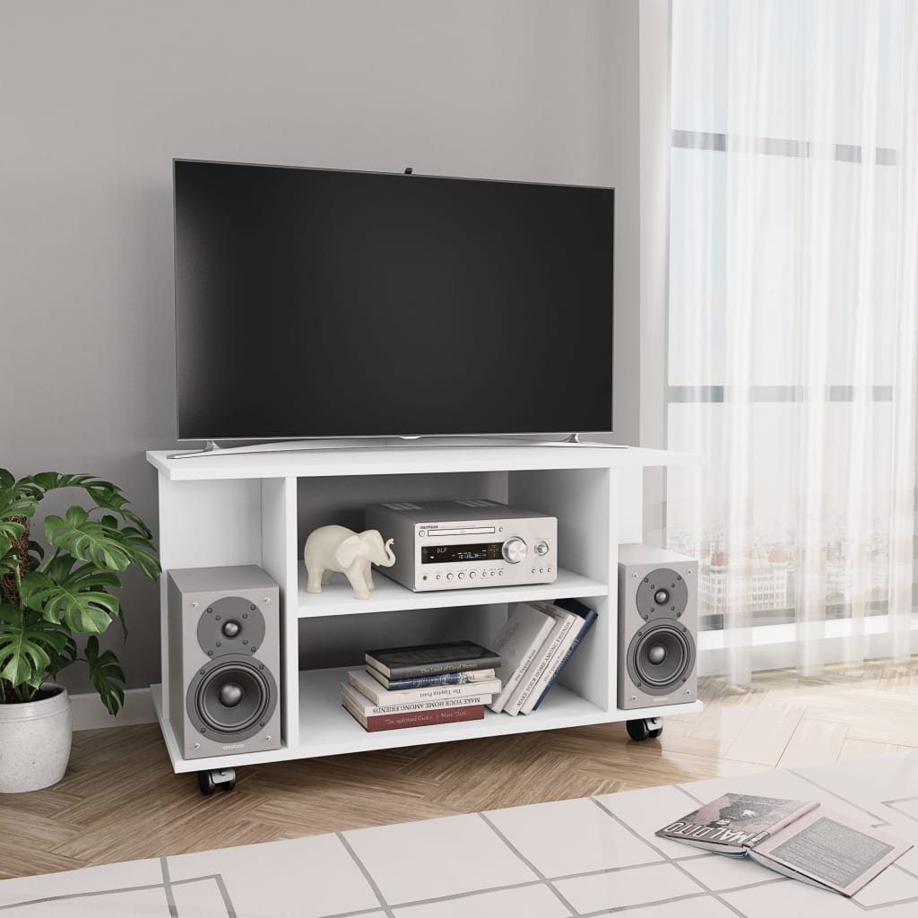 furnicato TV-Schrank mit Rollen Weiß 80x40x45 günstig online kaufen