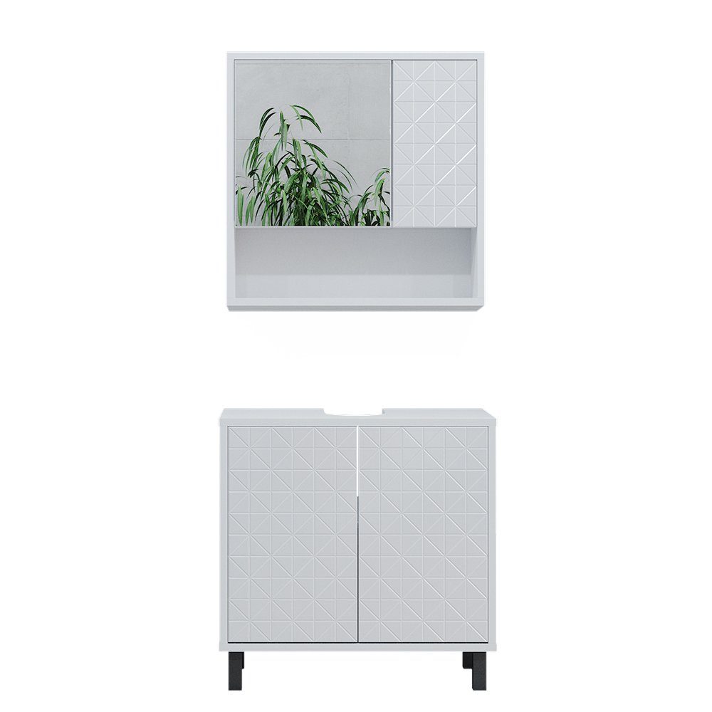 Vicco Badmöbel-Set Agasta, Weiß Hochglanz, 2 günstig online kaufen