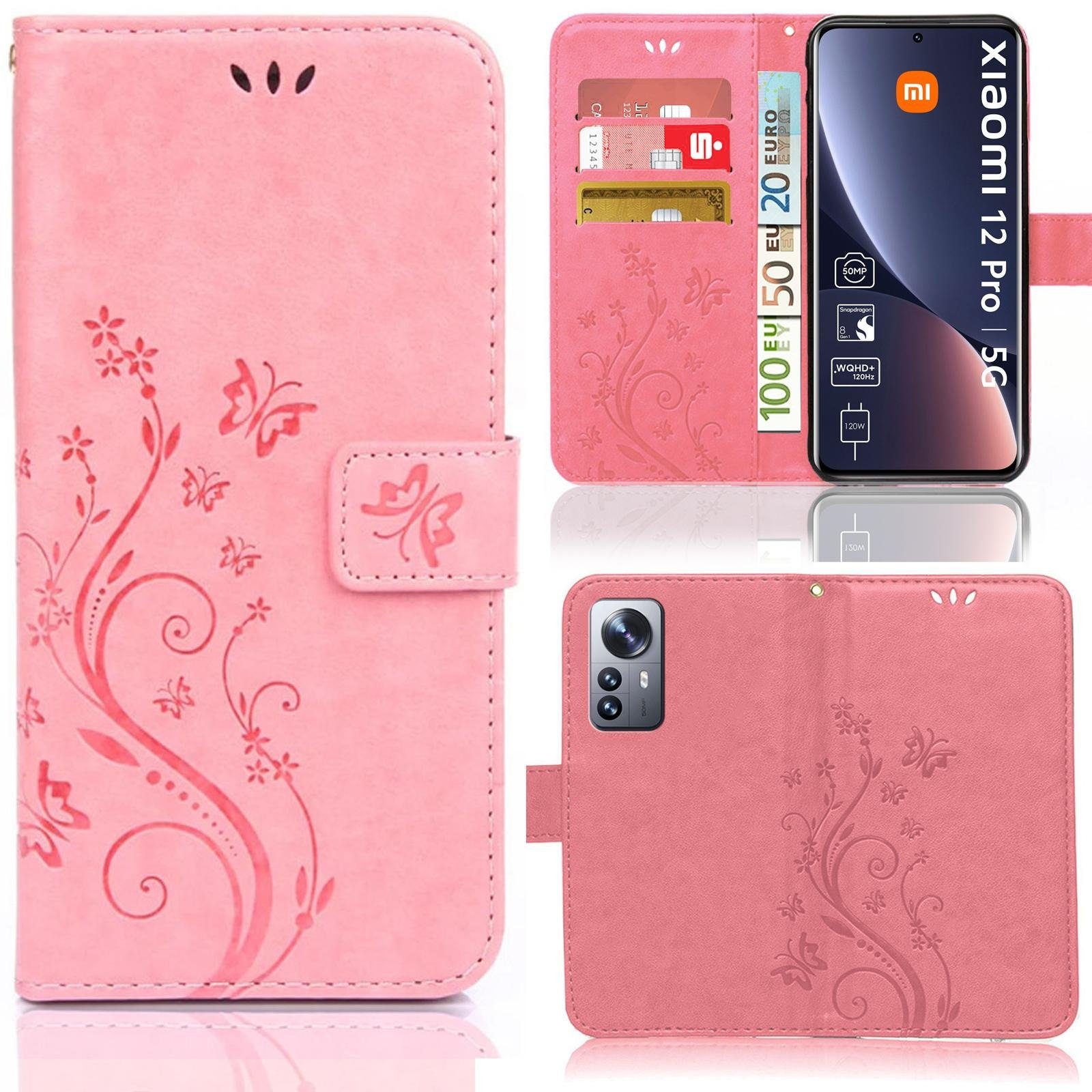 Numerva Handyhülle Bookstyle Flower Handytasche Schutzhülle für Xiaomi 12 Pro, Klapphülle Flip Cover Case
